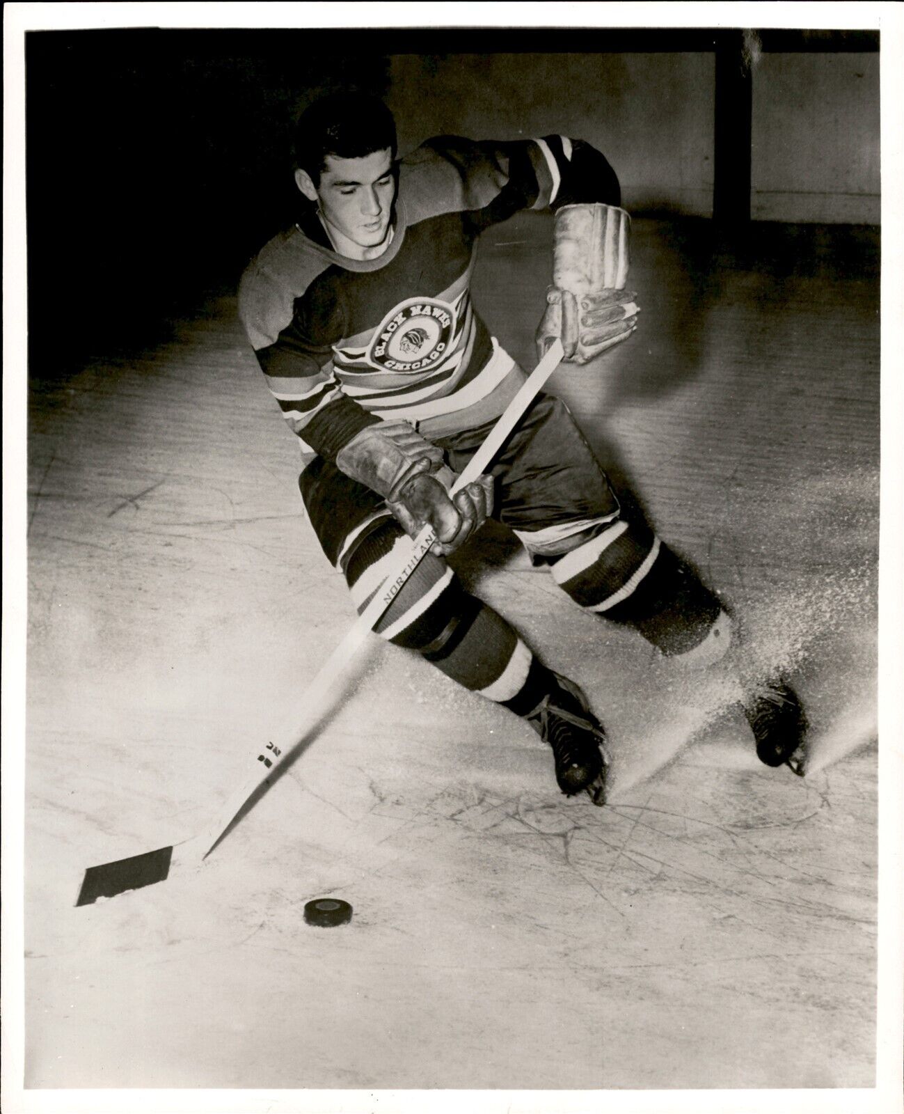 PF22 Orig Photo LOU JANKOWSKI 1953-55 CHICAGO BLACKHAWKS NHL HOCKEY RIGHT WING
