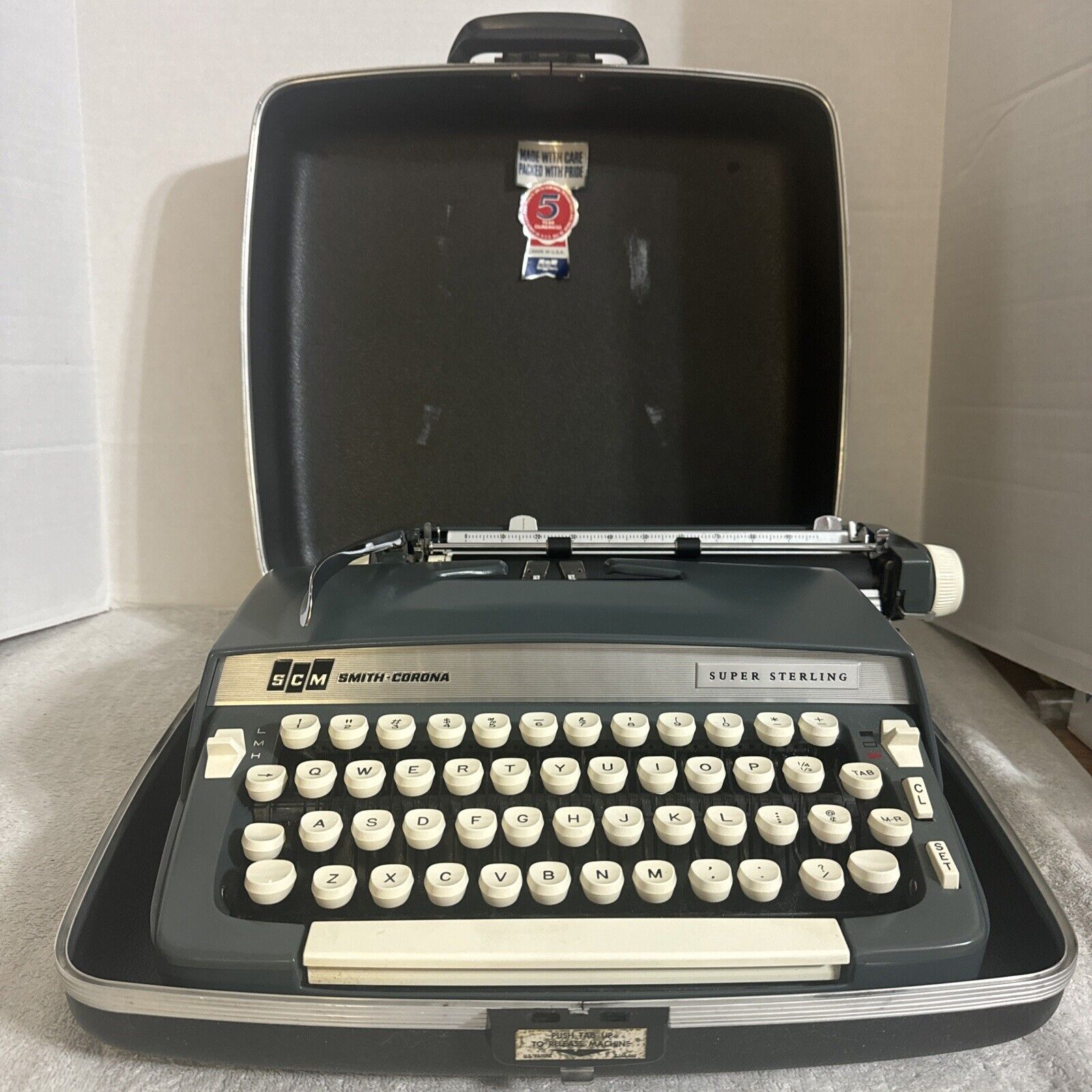 💥1968 Smith Corona 6SS Super Sterling Portable Typewriter w/ Case VTG EUC
