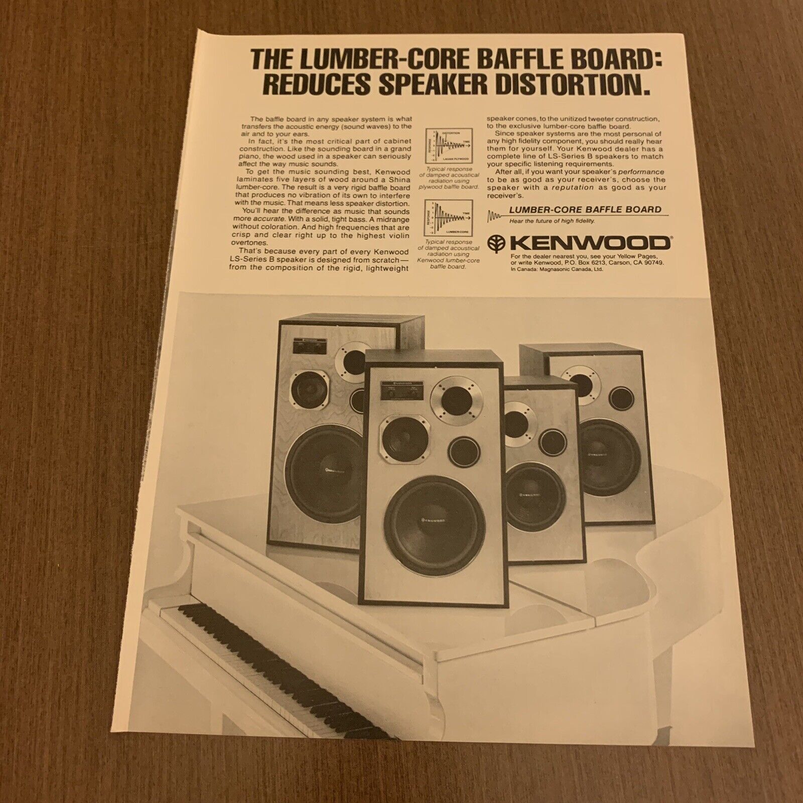 1979 Kenwood Speakers LS Series B Print Ad Original Lumber Core Baffle Board