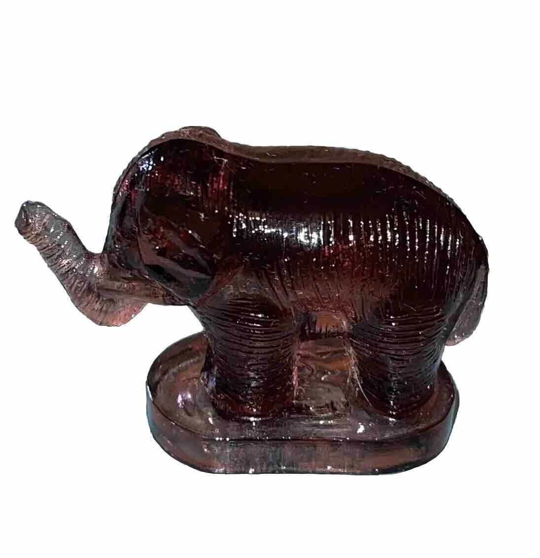 Vintage Moser Glass Elephant Purple Trunk Up Figurine Fun