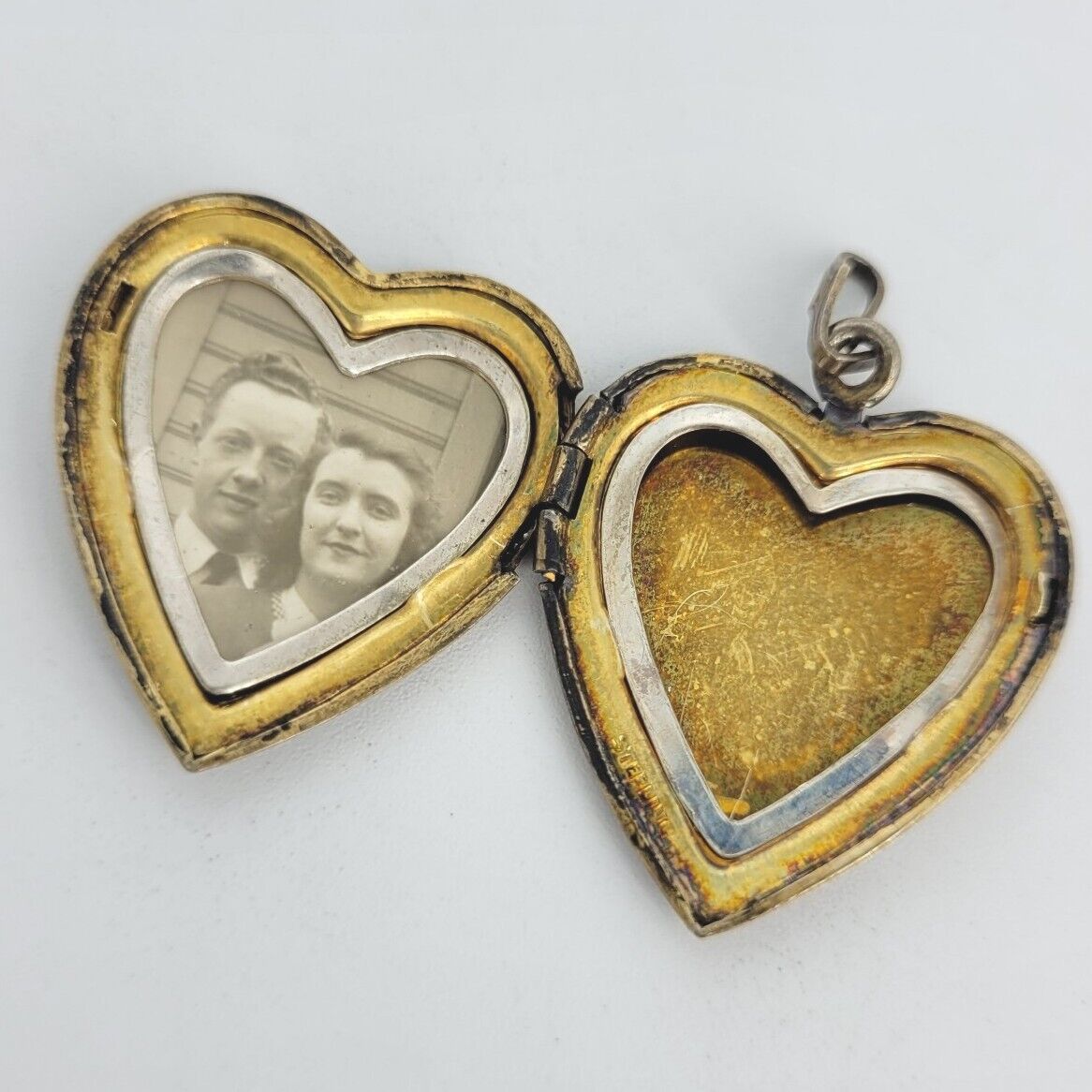 WWII Era Heart Locket with Couple Photo