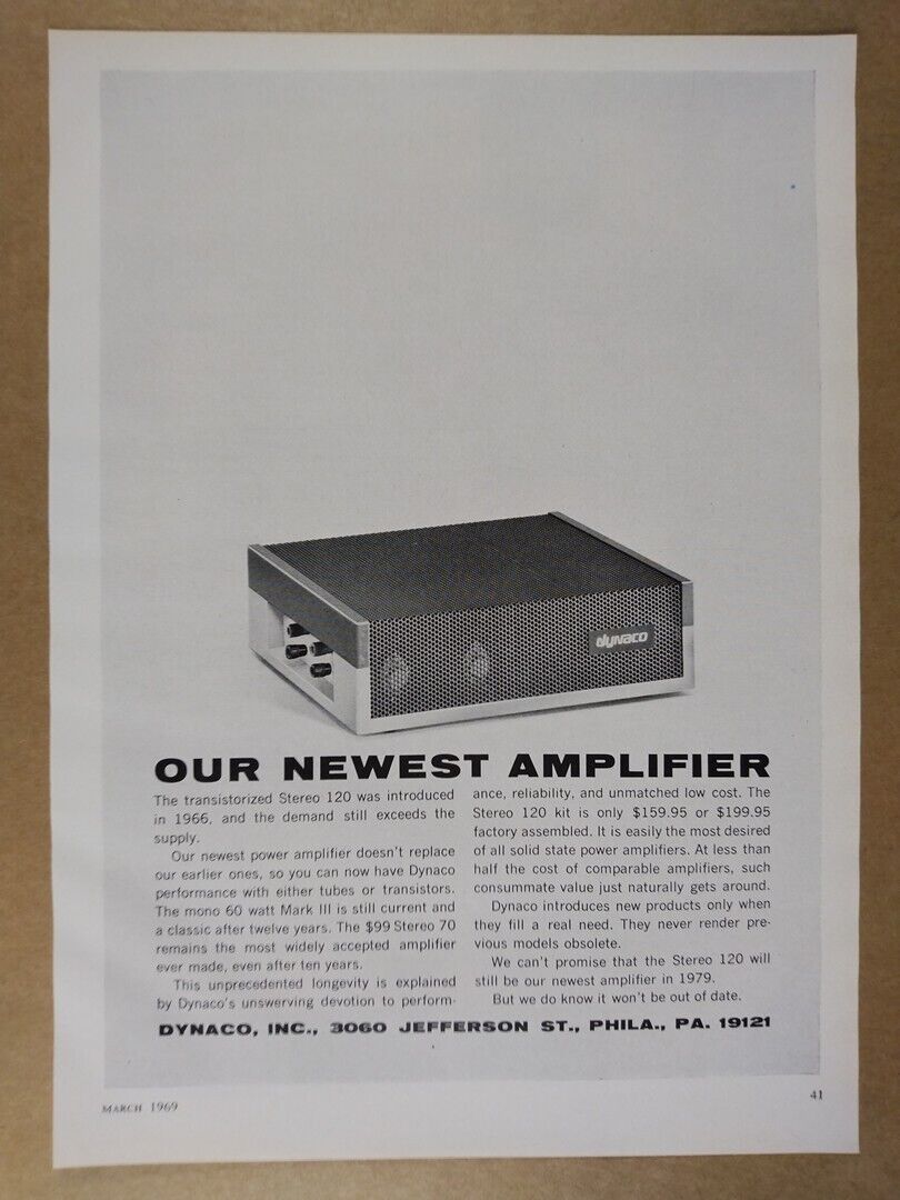 1969 Dynaco Stereo 120 Amplifier vintage print Ad