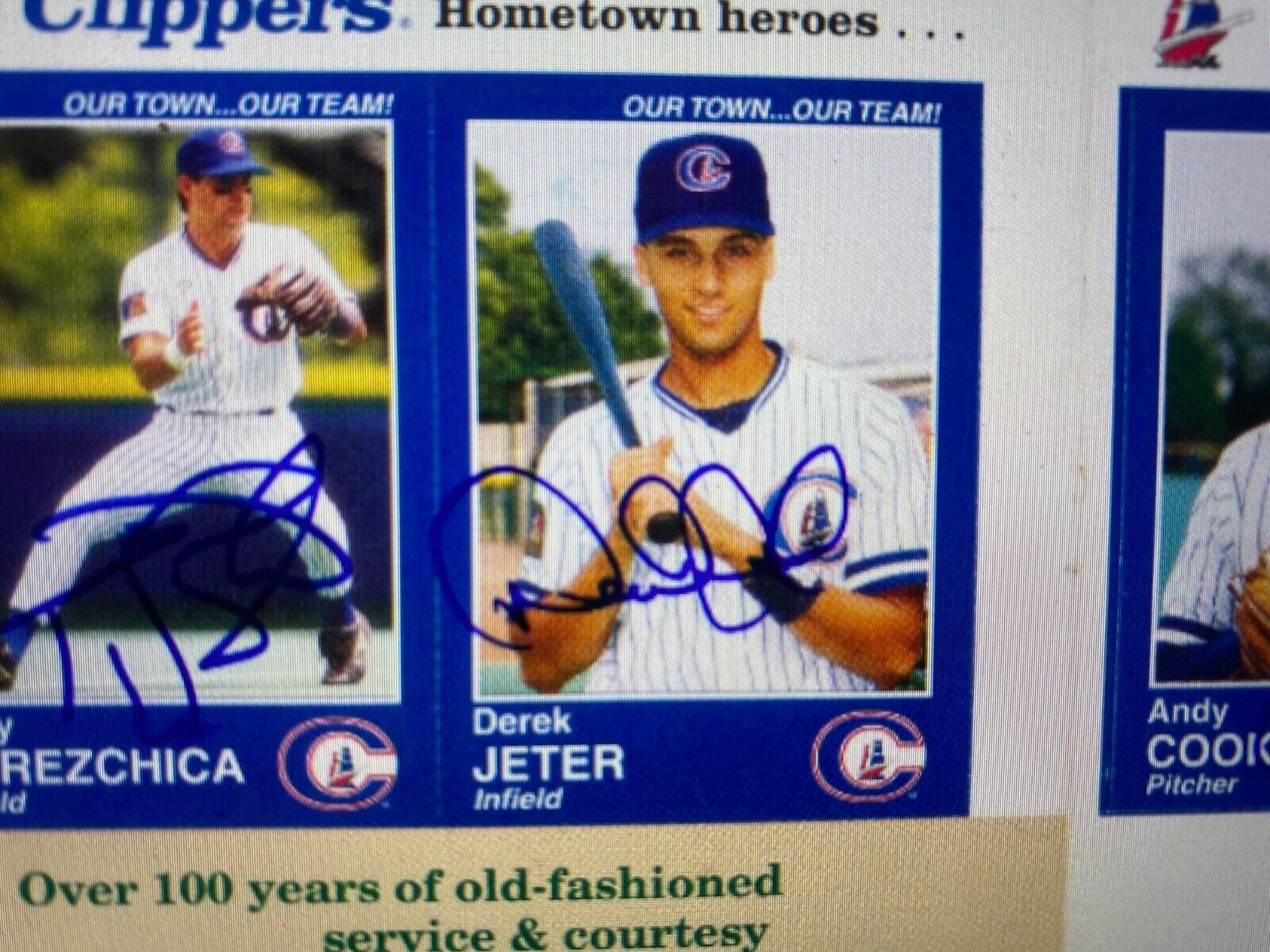 DEREK Jeter signed autographed 1995 Columbus Clippers Program Card uncut sheet 