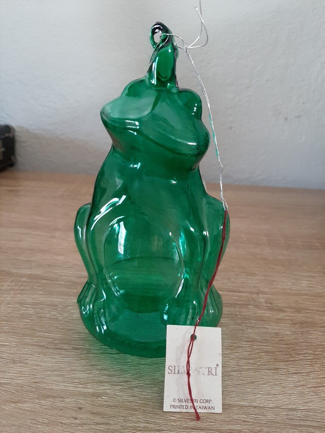 Silvestri Hand Crafted Green Glass Frog Hanging Decoration 6 In. Tall