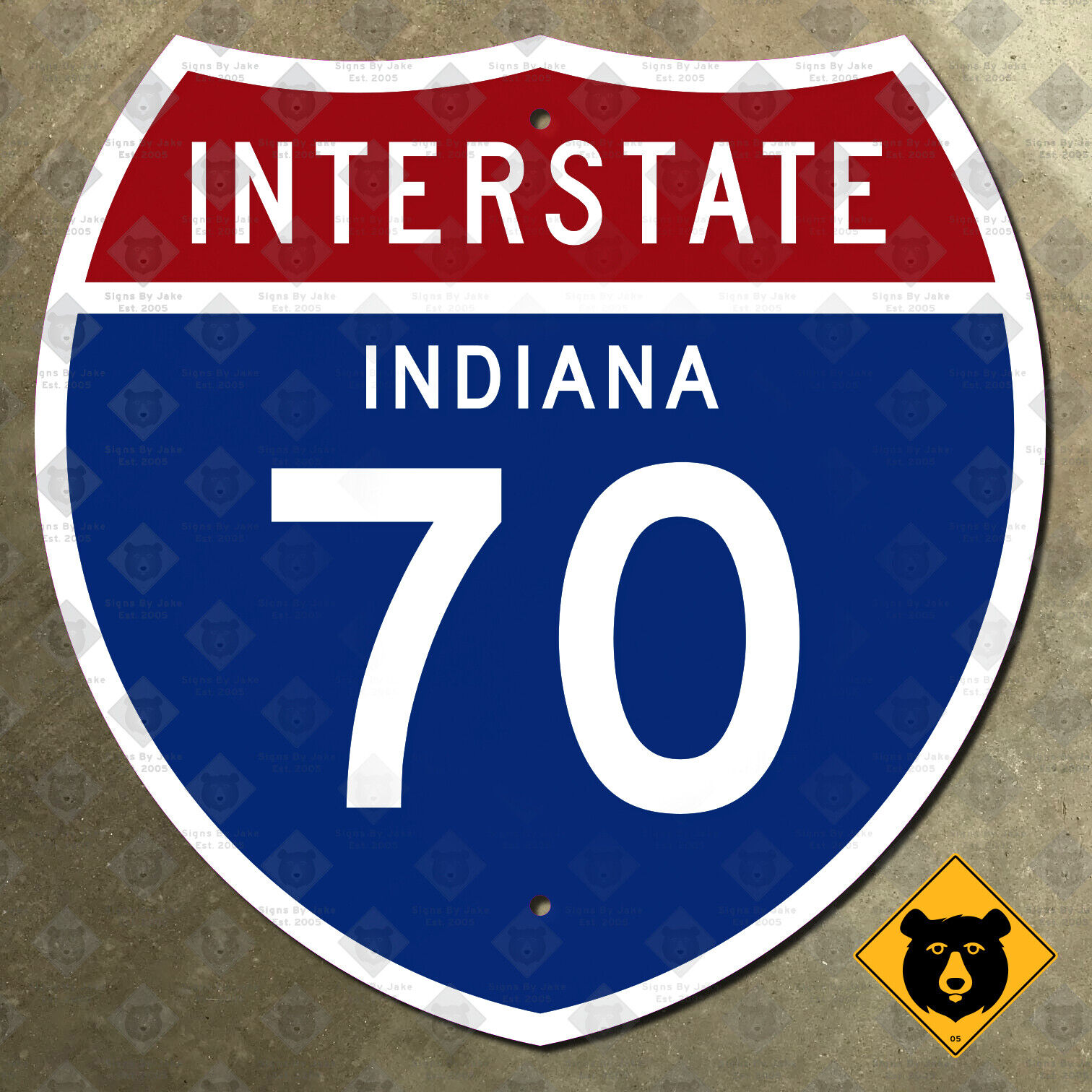 Indiana interstate 70 road sign highway 1957 Terre Haute Indianapolis 24x24