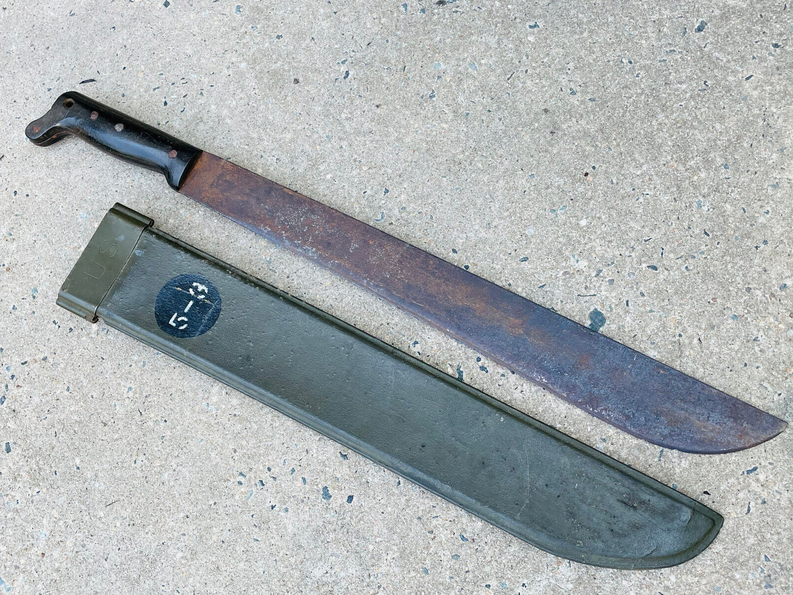 Old Vtg WWII Legitimus Collins & Co US Army Machete Sheath Military Blade Knife