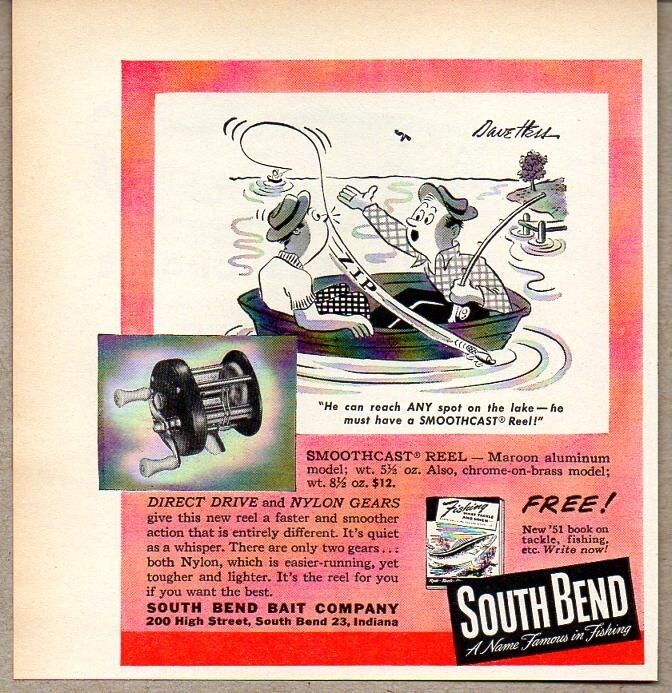 1951 Print Ad South Bend Smoothcast Fishing Reels South Bend,IN