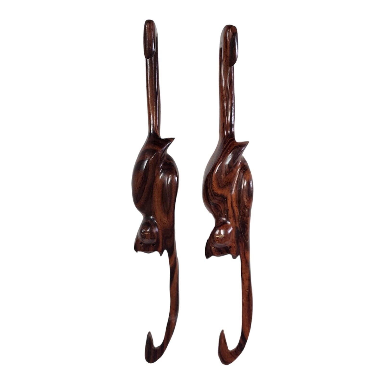 Vintage Hand-Carved Monkey Hooks Primitive Rustic Acacia Wood Jungle Theme
