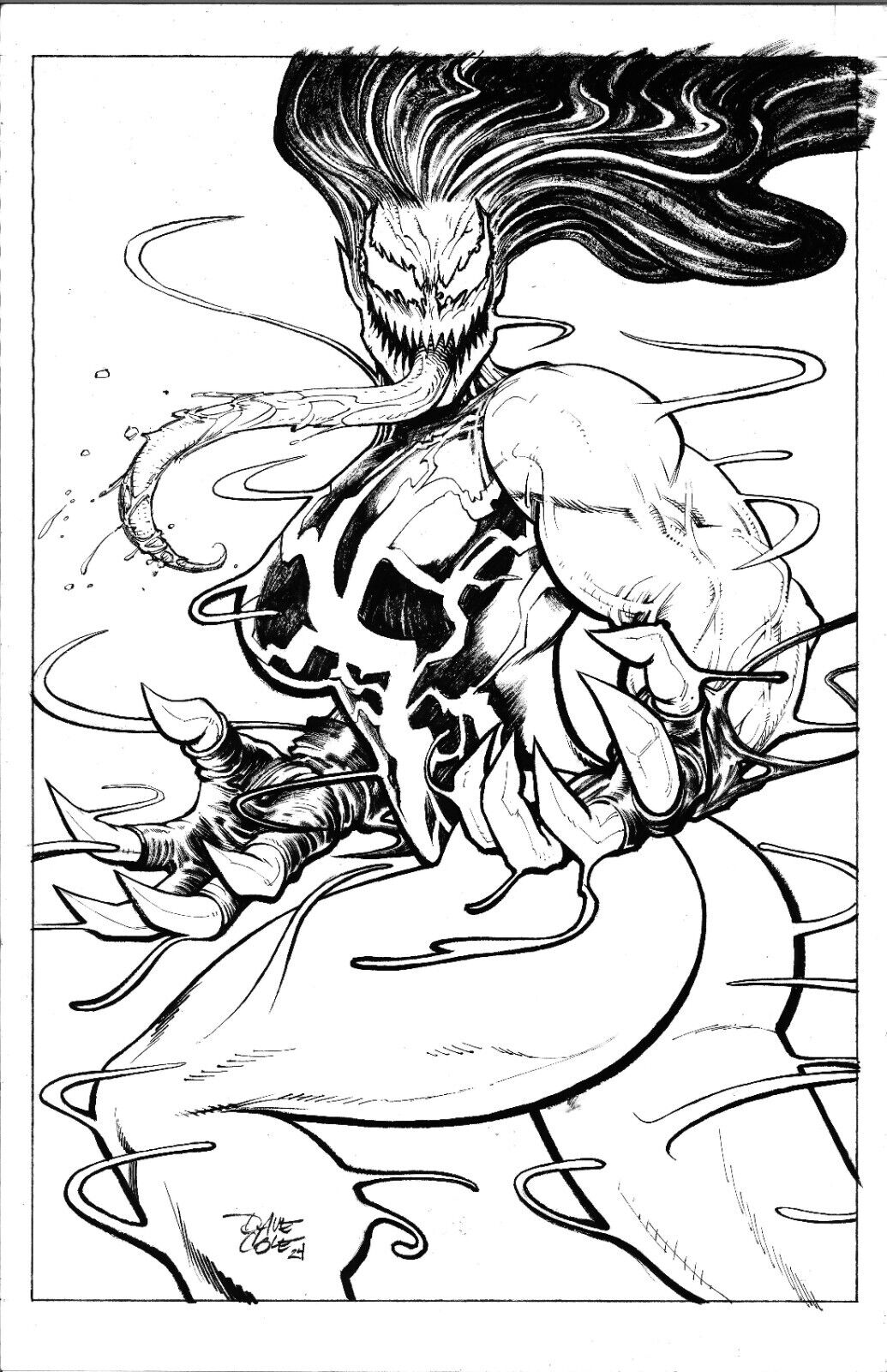 Marvel Venom She-Hulk 'What-If' Sketch Black & White 11x17 Original Artwork