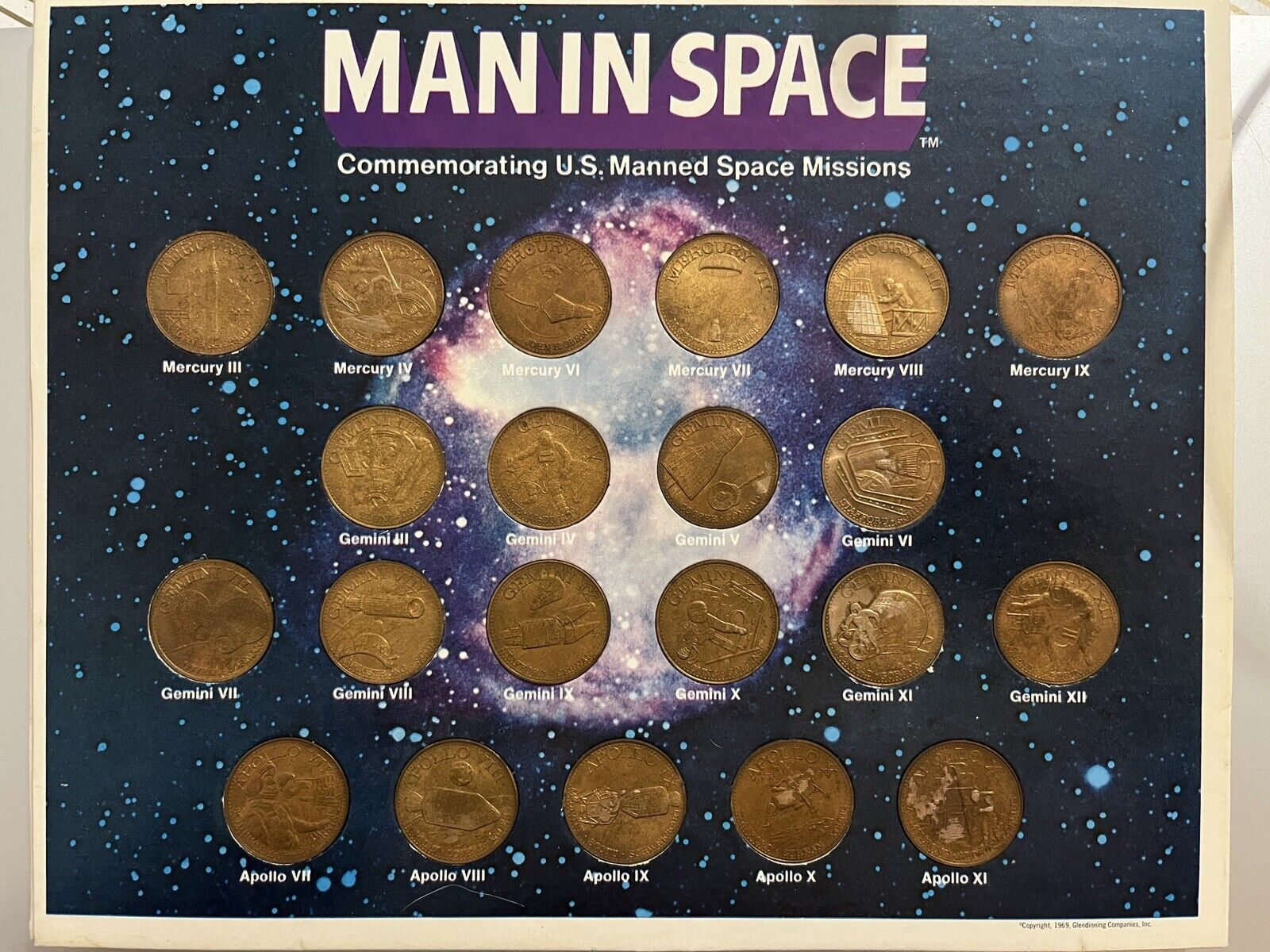 RARE 1961-1969 Bronze MAN IN SPACE Coin Collection