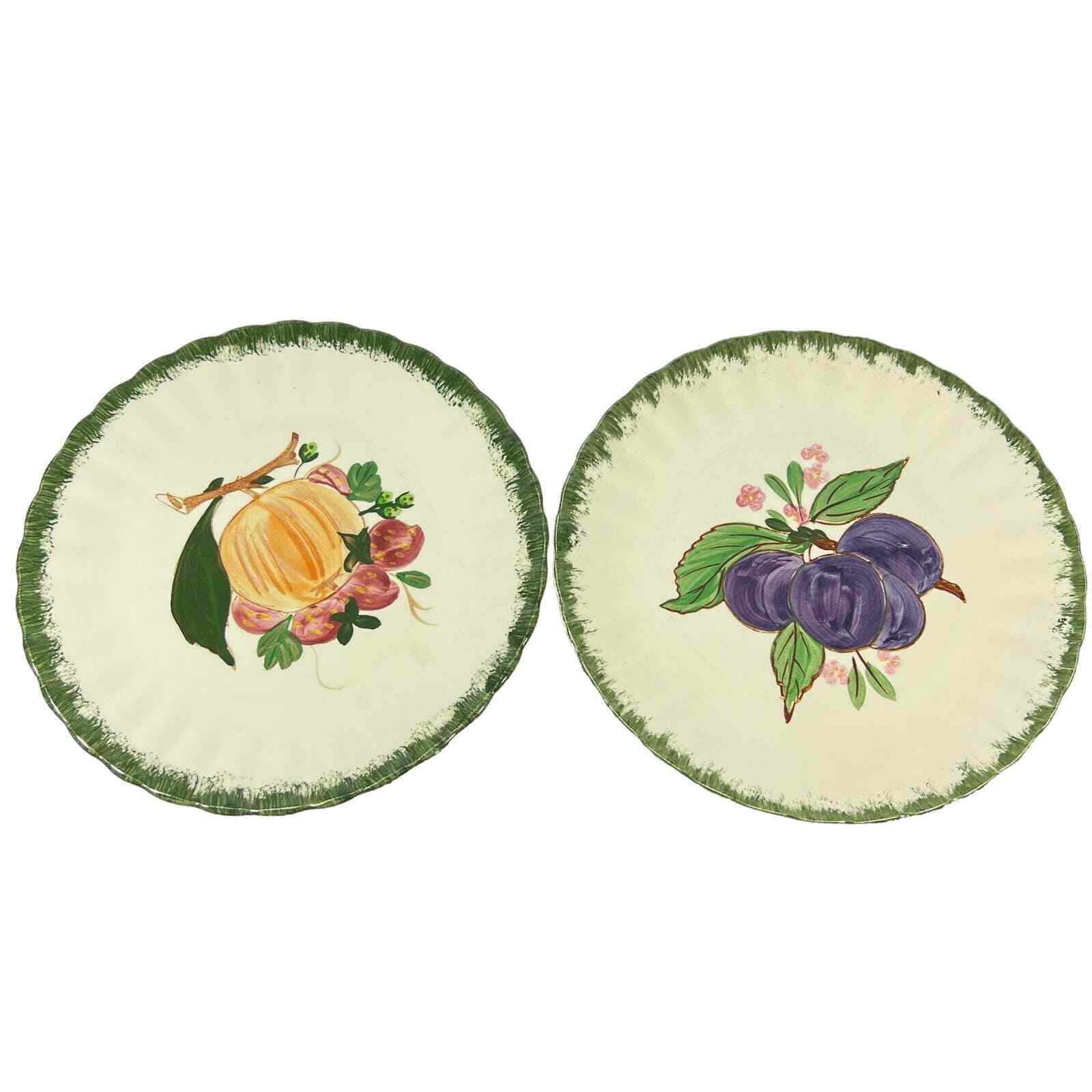 Vintage Blue Ridge Hand painted Underglaze Fruit Dinner Plates USA 8.5”