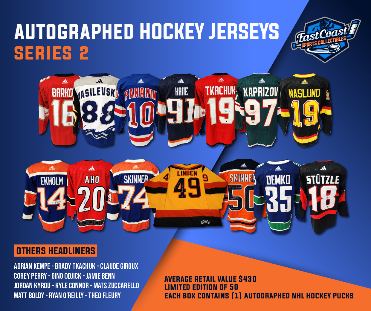 East Coast Sports Collectibles Series 2 Autographed Hockey Jersey Box