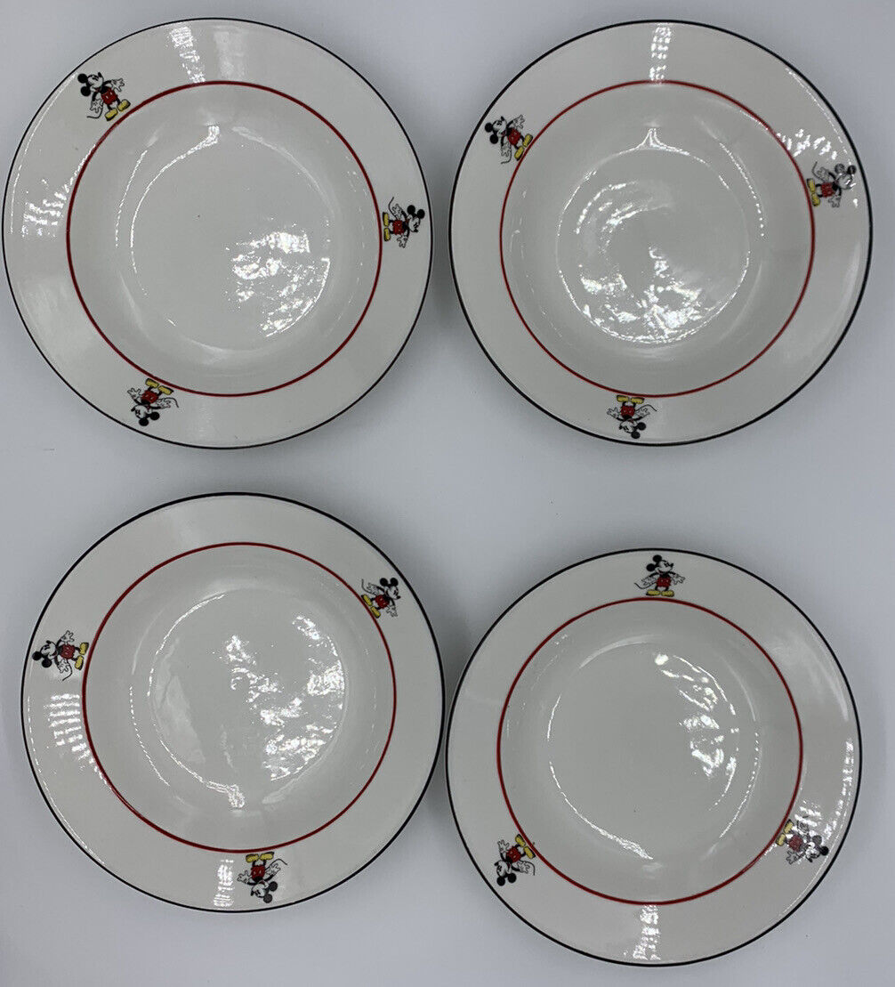 Vintage Gabbay Disney Mickey & Co Ceramic Bowls Set Of 4 Mickey Mouse Dinnerware