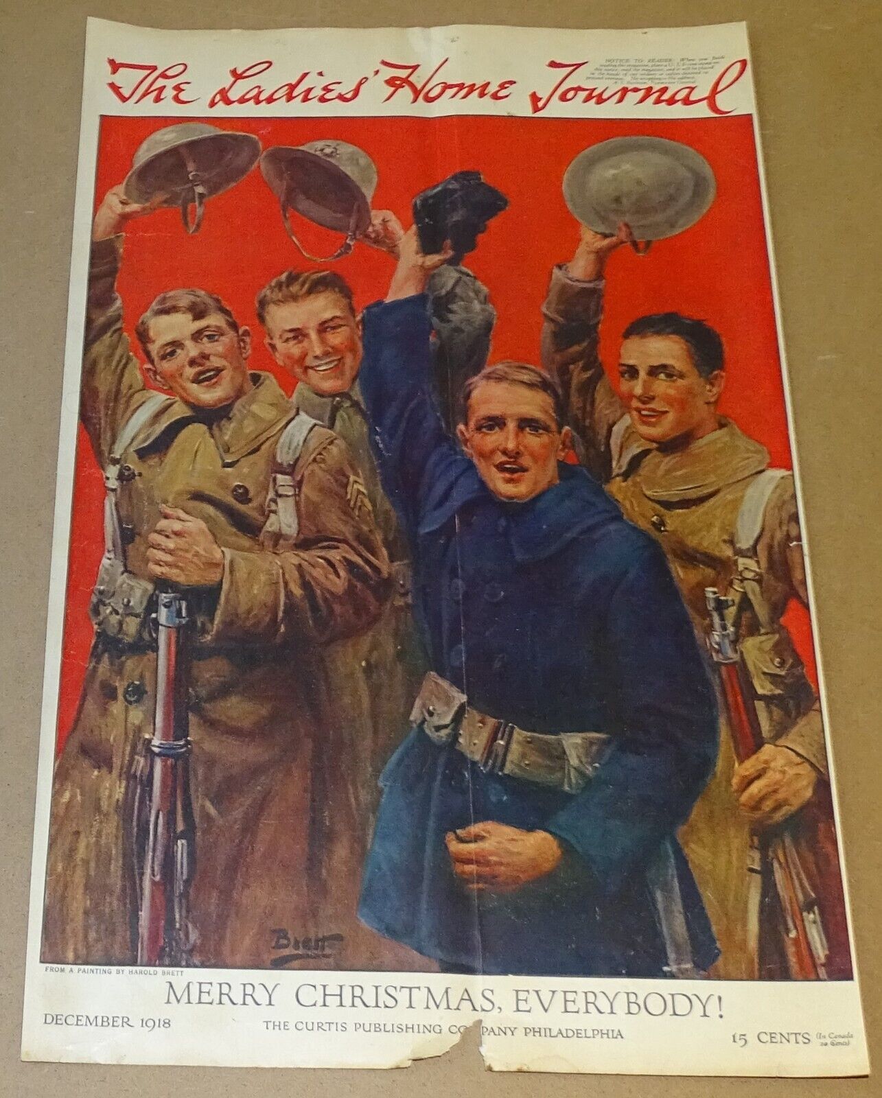 Cover of December 1918 Ladies' Home Journal (Harold Brett Artwork) WWI Christmas