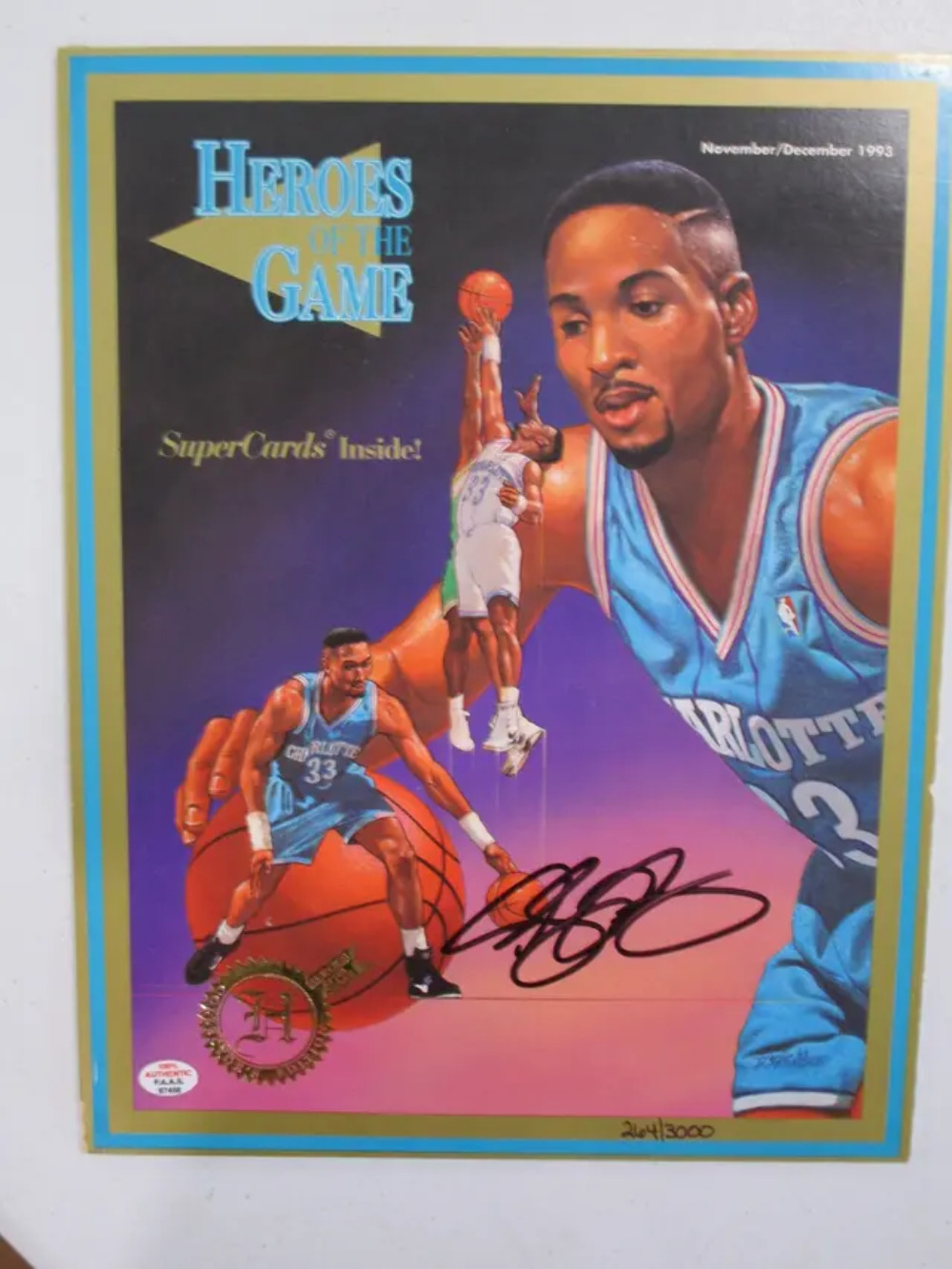 Alonzo Mourning of the Charlotte Hornets signed autographed magazine 1