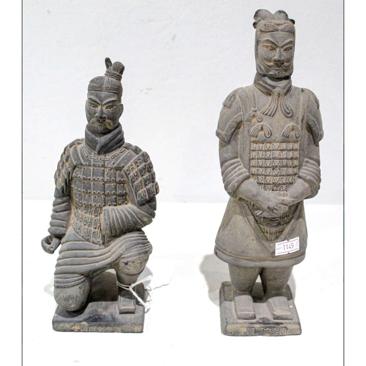 Chinese Xian Terracotta Ceramic Warrior Statue Figure Qin Dynasty Pair