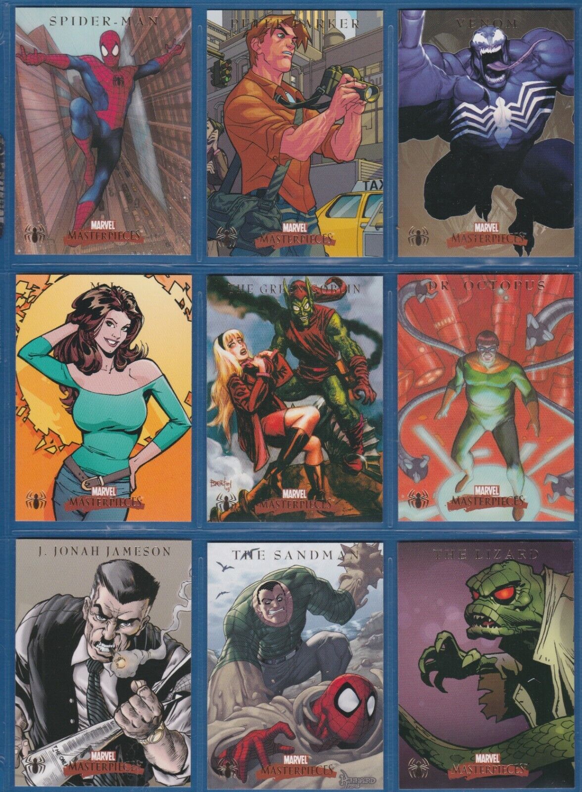 SPIDER-MAN 2007 Sky Box Marvel Masterpieces Complete Sub-Set #S1-9 |