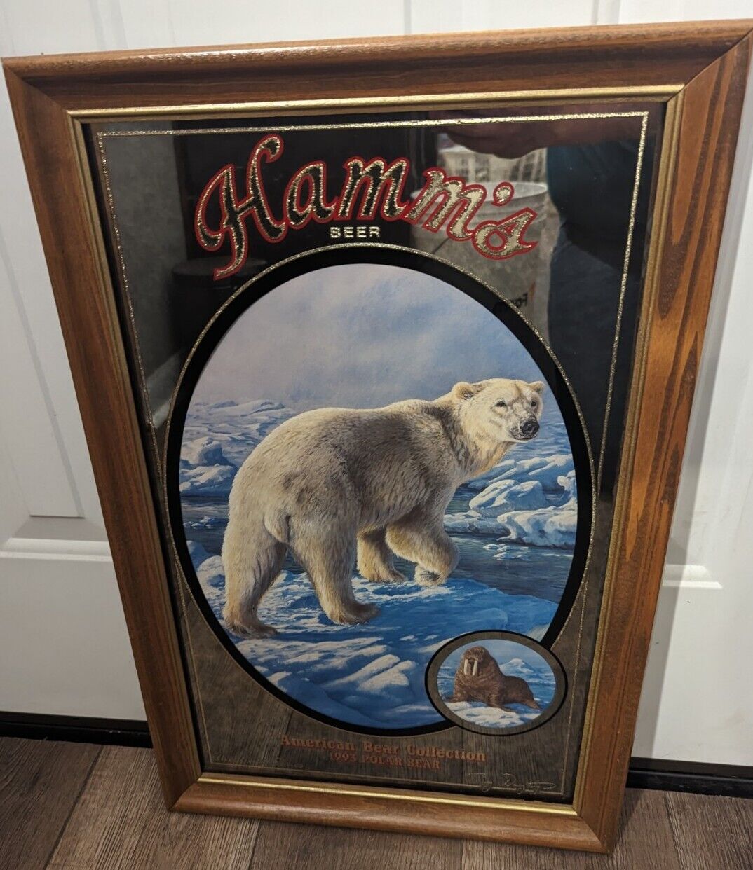 Hamms 1993 Polar bear Beer Mirror American collection Series Man cave Bar