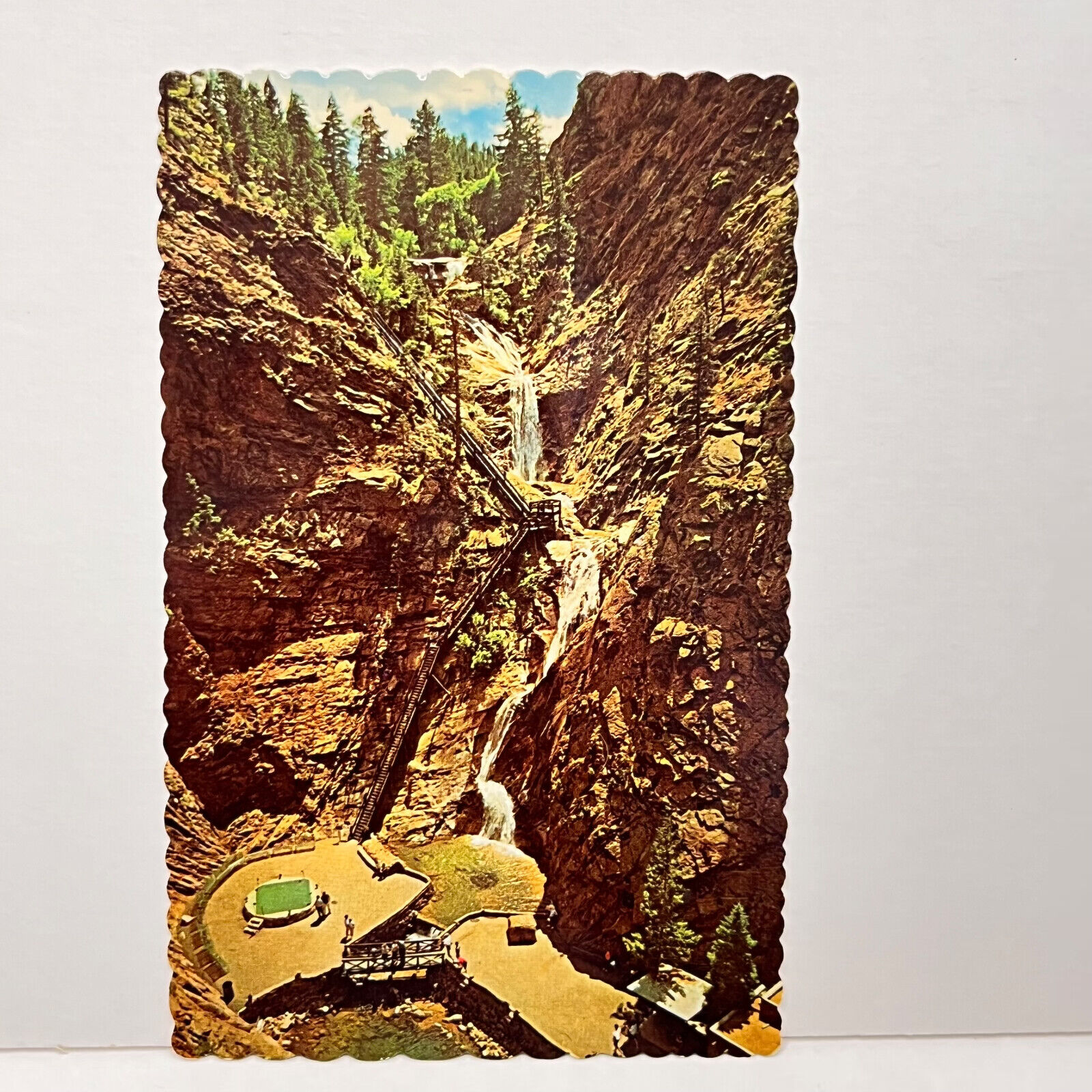 Vintage  Chrome Postcard Scalloped edge Seven Falls Canon Colorado Springs M6