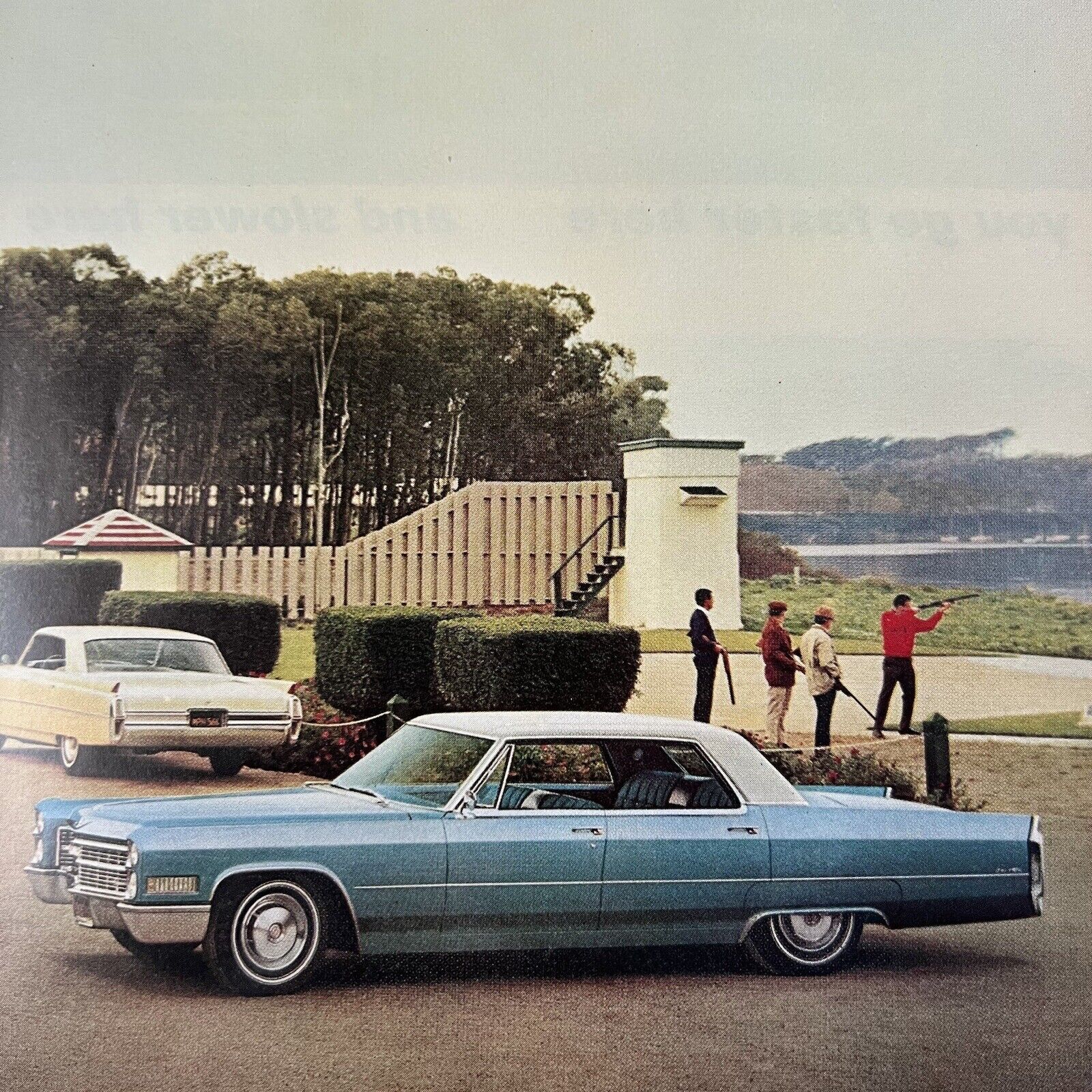 Vintage 1966 1964 Cadillac Sedan de Ville Advertisement Ad Men Skeet Shooting