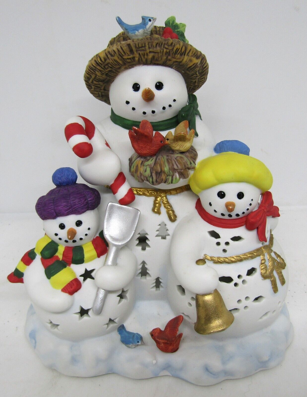 Vintage Partylite Snowbell Snowmen Family Tealight Candle Holder Snowman