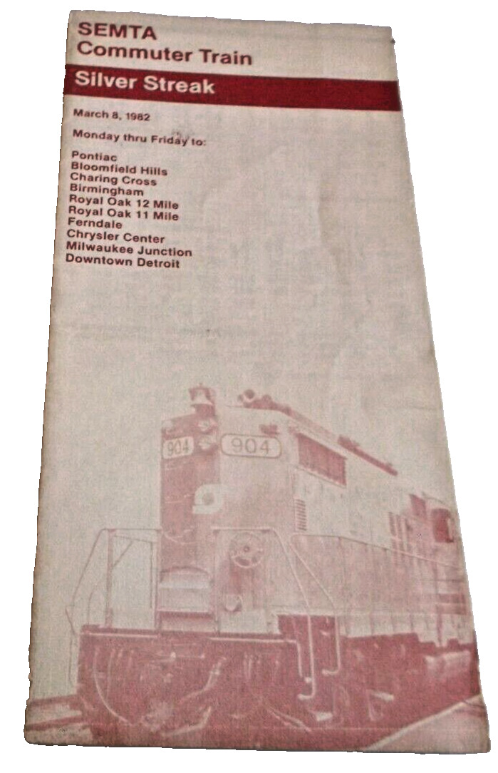 MARCH 1982 SEMTA SILVER STREAK DETROIT PONTIAC MICHIGAN PUBLIC TIMETABLE