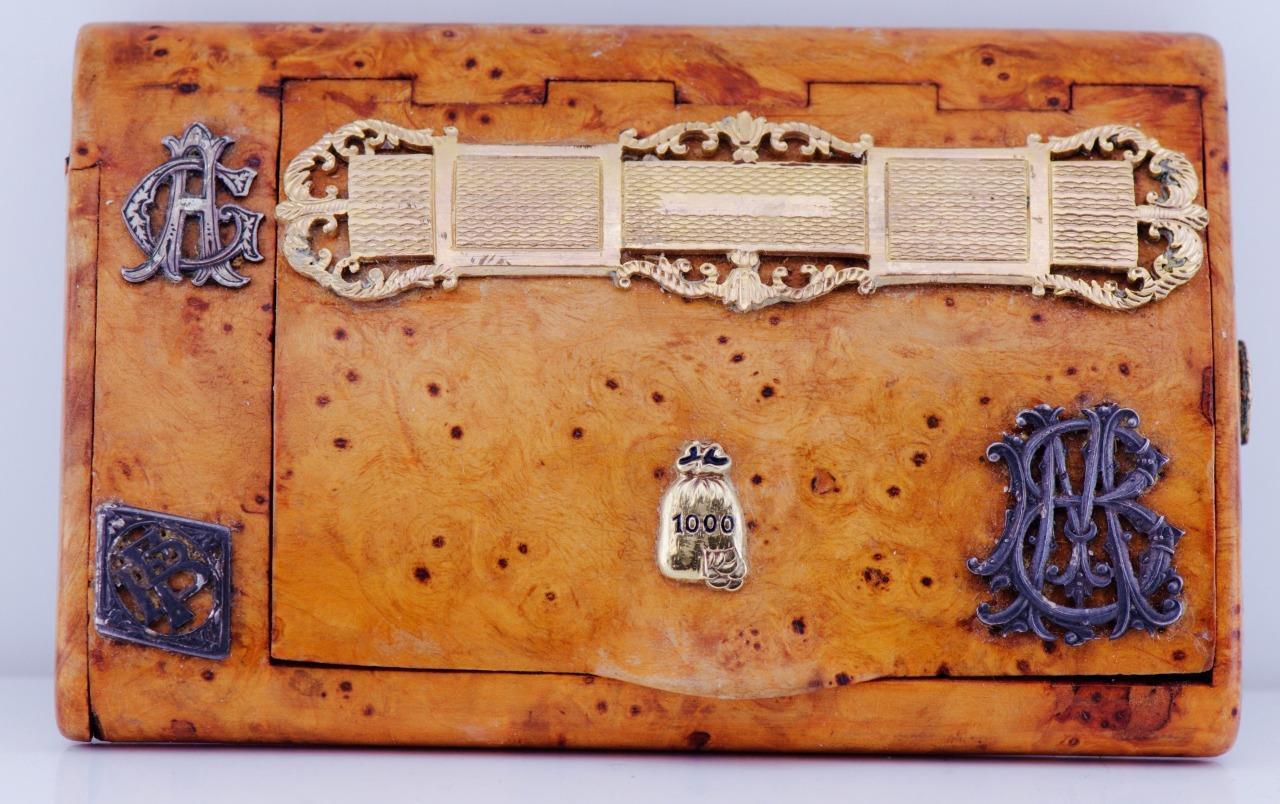 Antique Imperial Russ  Birchwood Cigarette Case c1890\'s