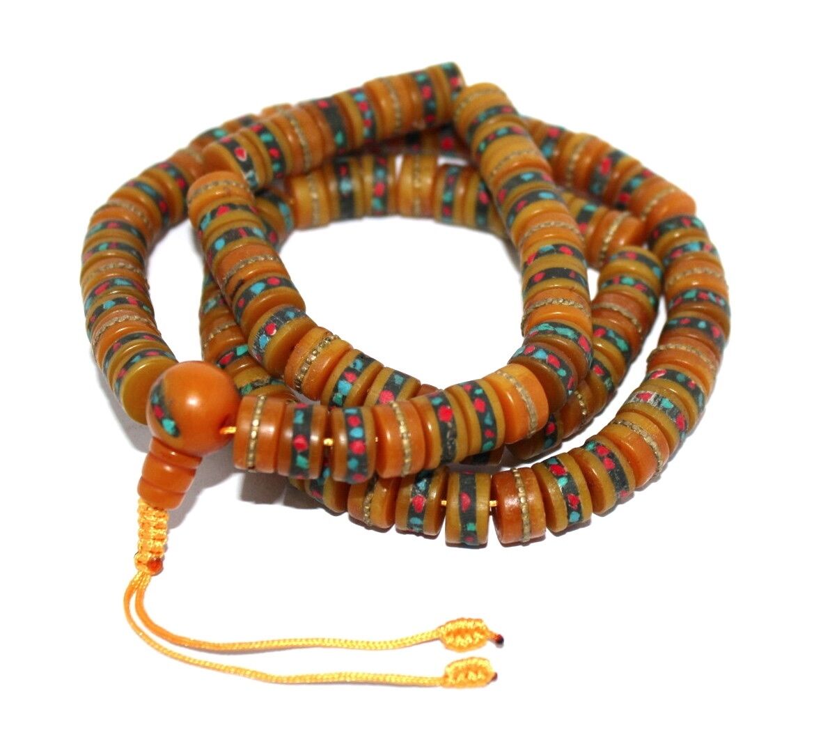 Tibetan mala Amber Resin yoga prayer beads meditation Necklace108 beads M5