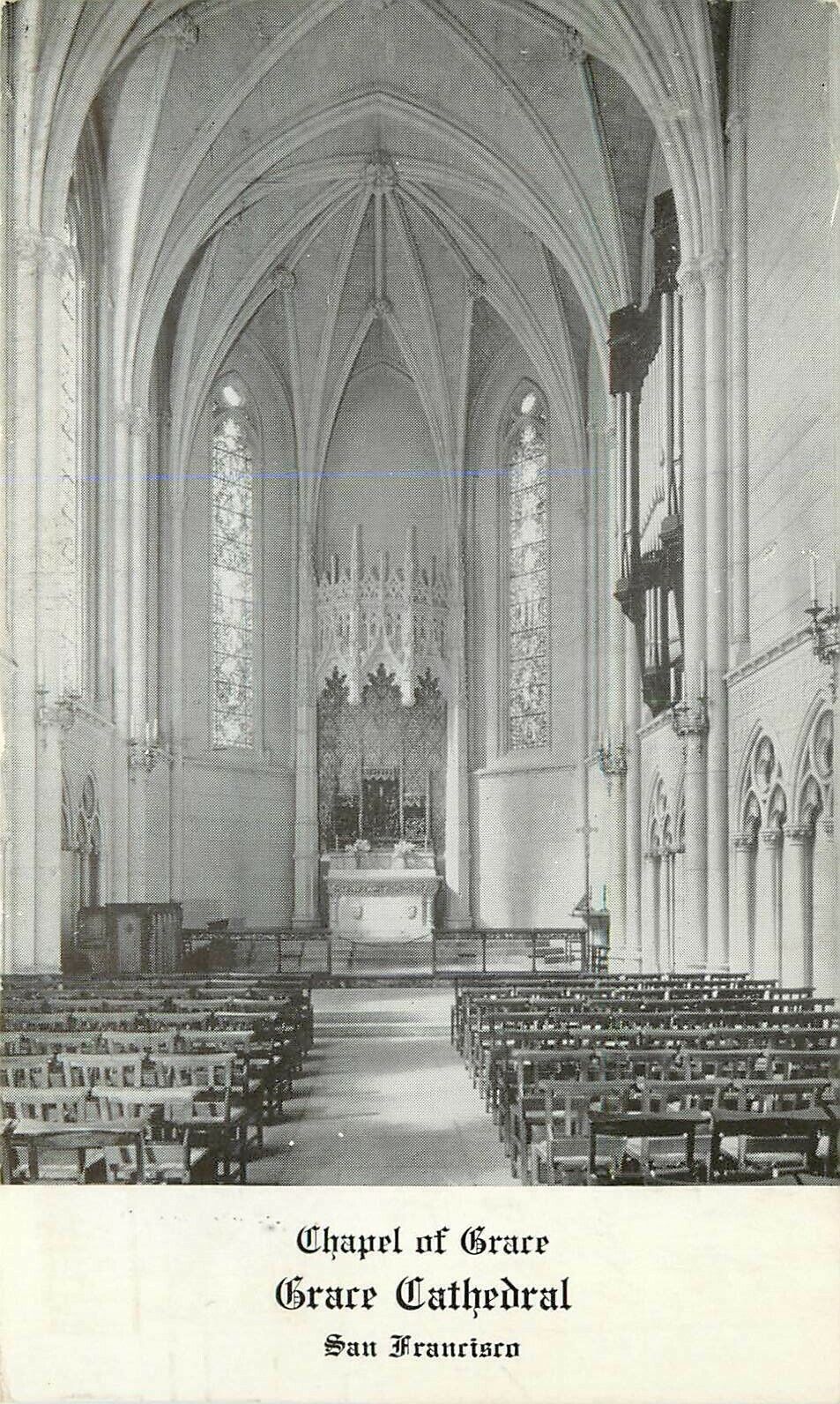 San Francisco CA Chapel of Grace Cathedral pm 1958 Postcard