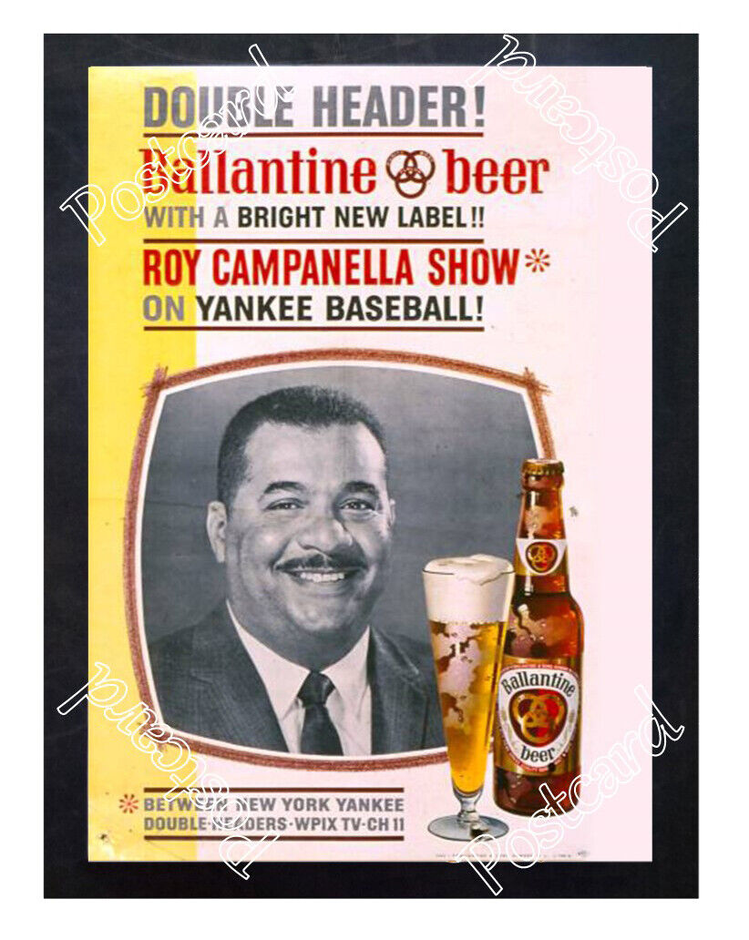 Historic Roy Campanella, Ballentine Beer 1955 Advertising Postcard