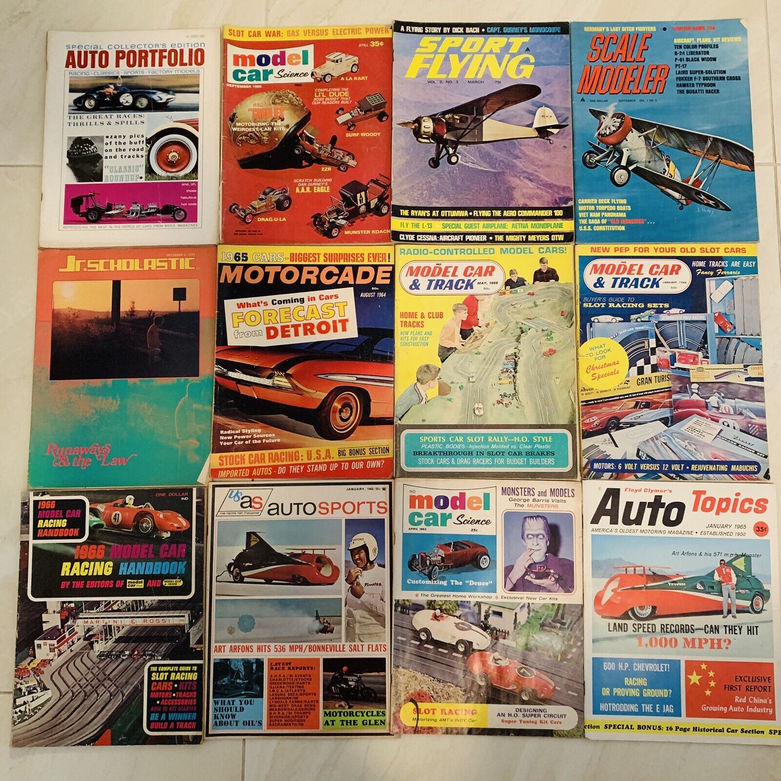 VINTAGE 1960\'s Model Cars Racing Sports Diecast Magazine Lot of 12 Auto VTG