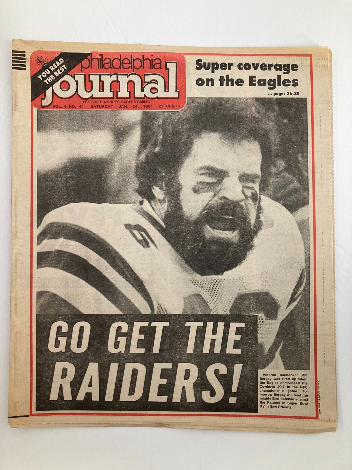 Philadelphia Journal Tabloid January 24 1981 Vol 4 #41 NFL Eagles Bill Bergey