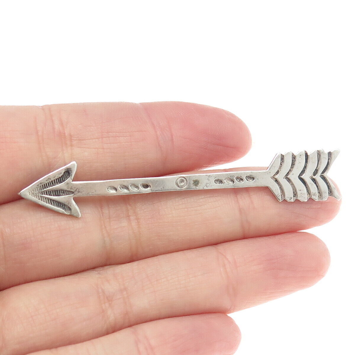 Old Pawn 925 Sterling Silver Vintage Southwestern Native Arrow Tribal Pin Brooch