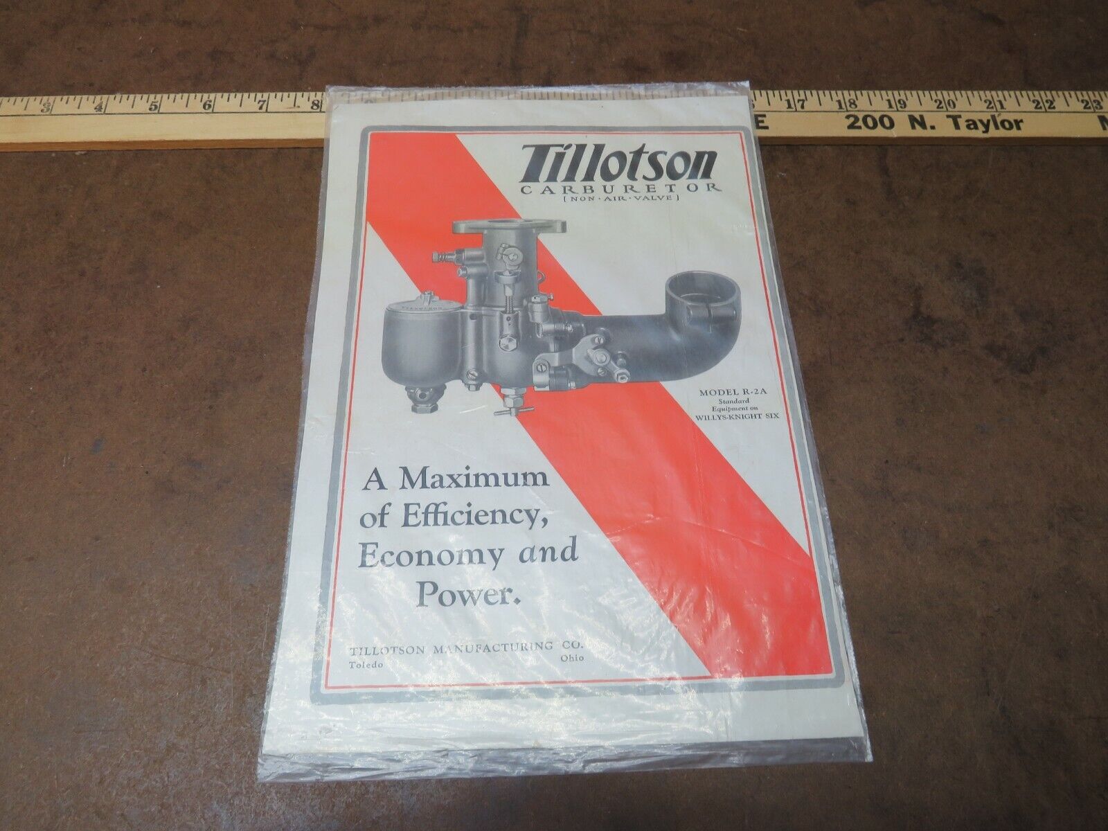 Vintage Paper Advertising Tillotson Manufacturing Co Toledo Ohio Carburetor USA 