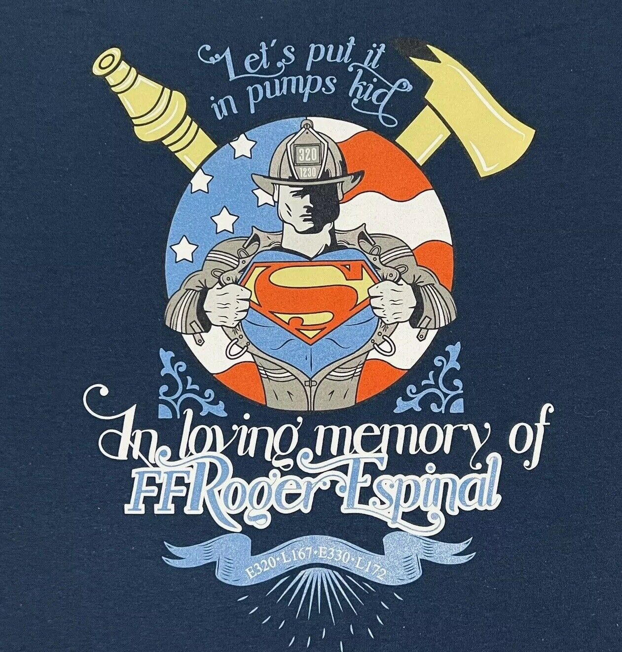 FDNY Engine 230 330 Ladder 167 172 FF Roger Espinal Firehouse Memorial Shirt XL