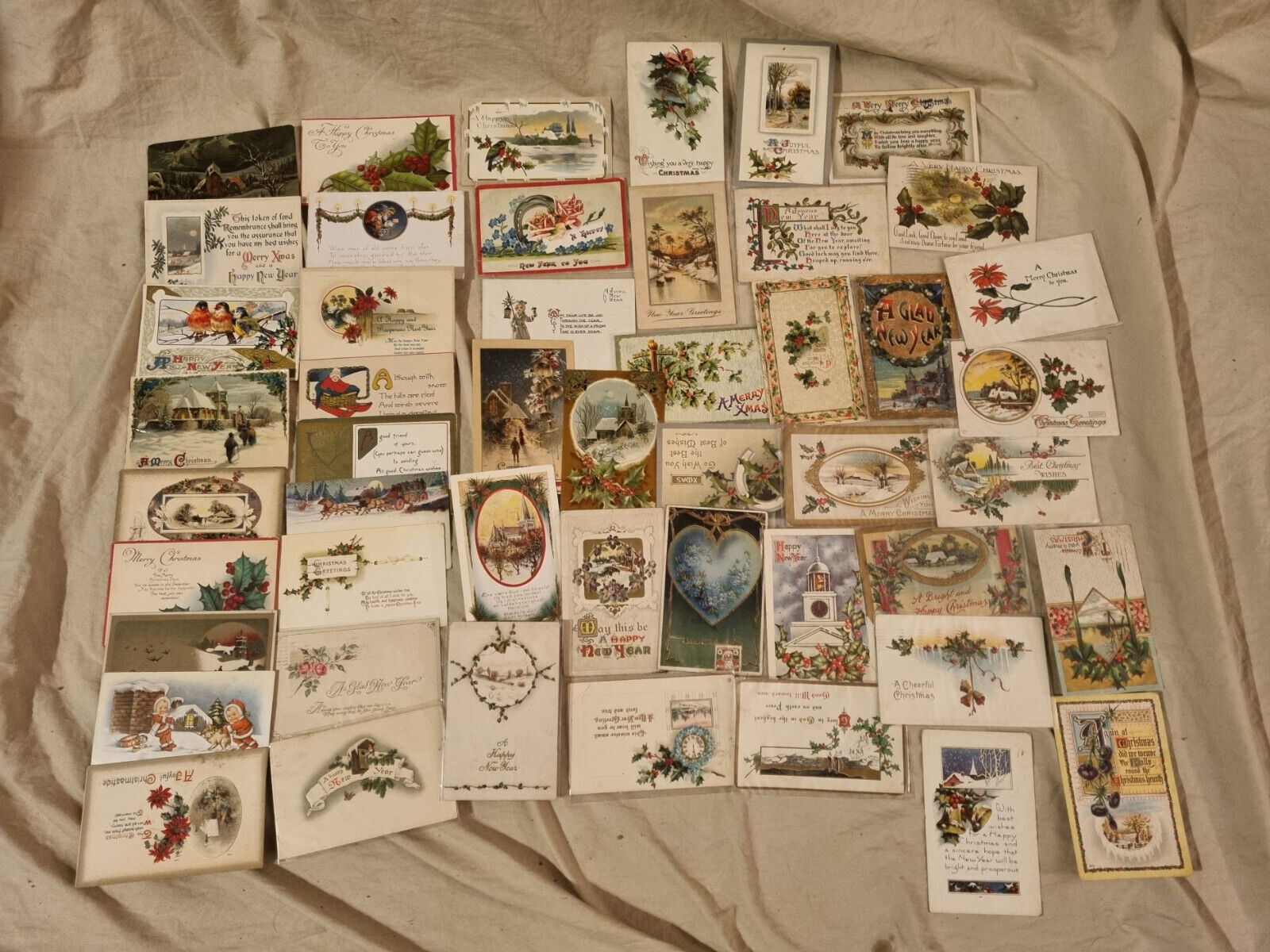 Lot of 50 Antique Postcards Christmas Cards 1915 1 Cent George Washington Stamps