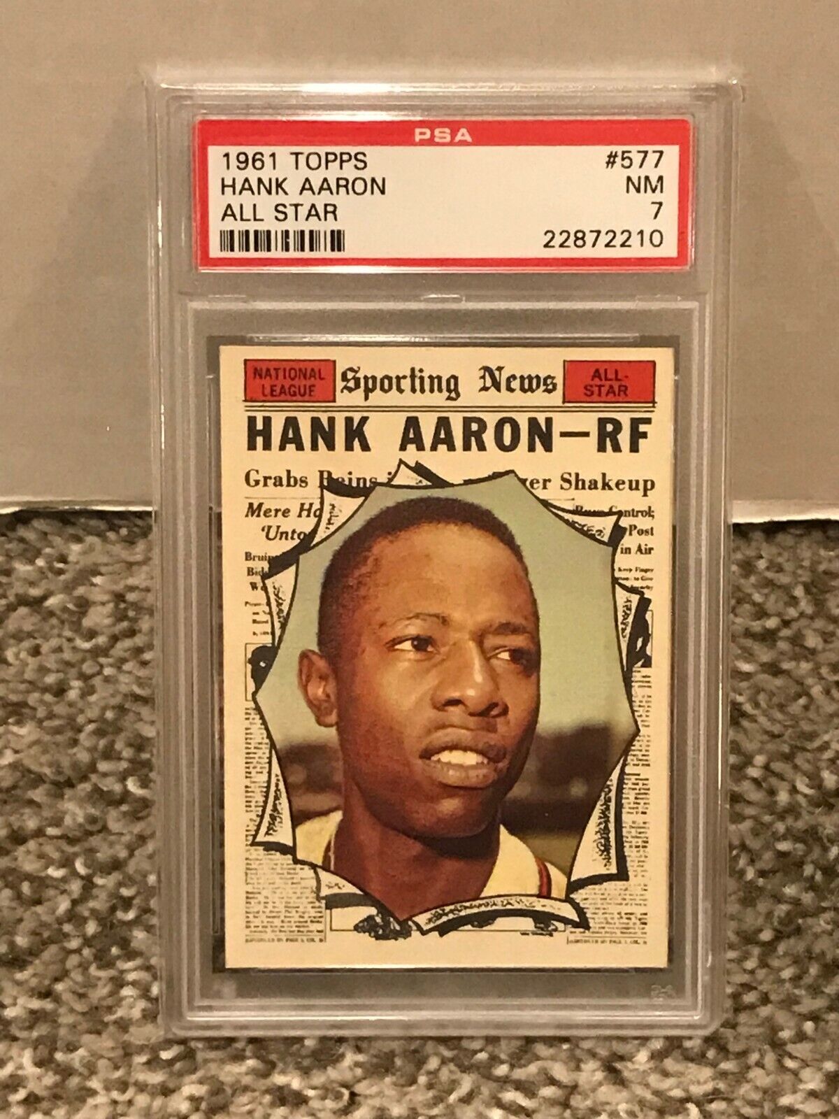 1961 Topps #577 - HANK AARON All Star - PSA 7 NM - National League * CENTERED *