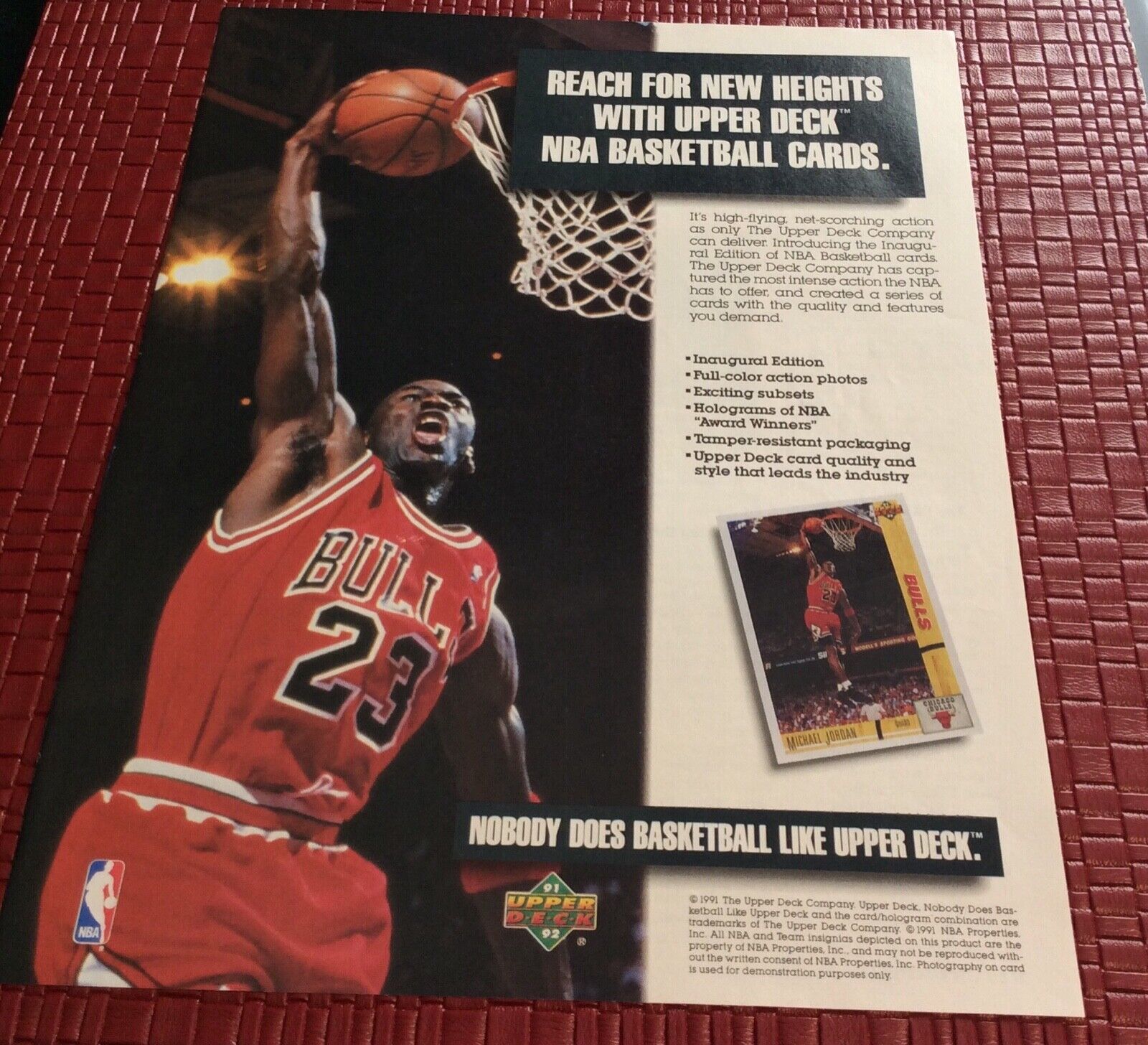 1991-92 Upper Deck Print Ad Poster Art (Frame Not Included)