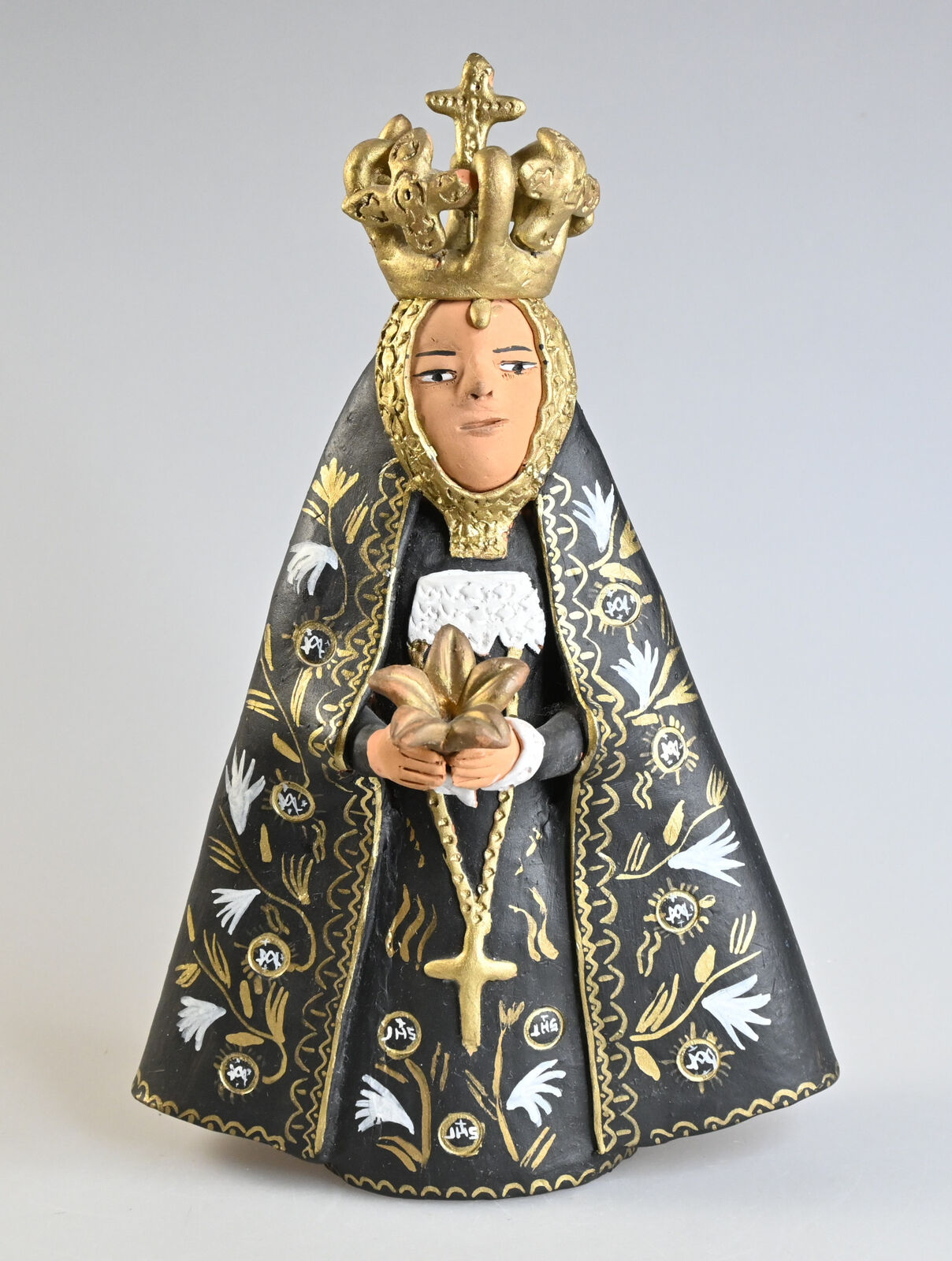 Vintage Jesus Aguilar Alcantara Oaxaca Virgin de Soledad of Solitude Clay Figure