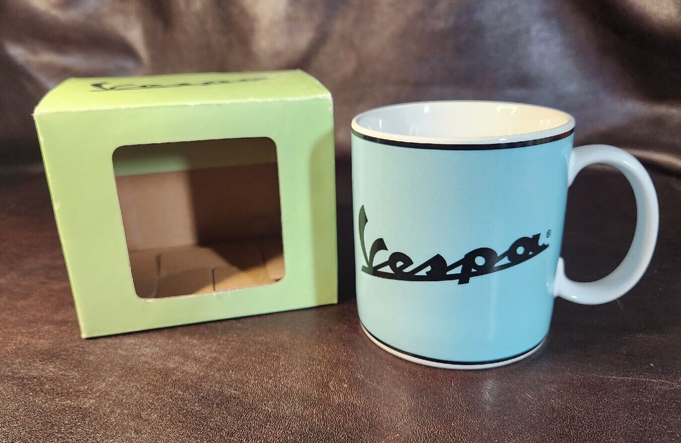 *NEW* Vespa Piaggio/Forme Coffee Mug, Blue W/Vespa Script Logo