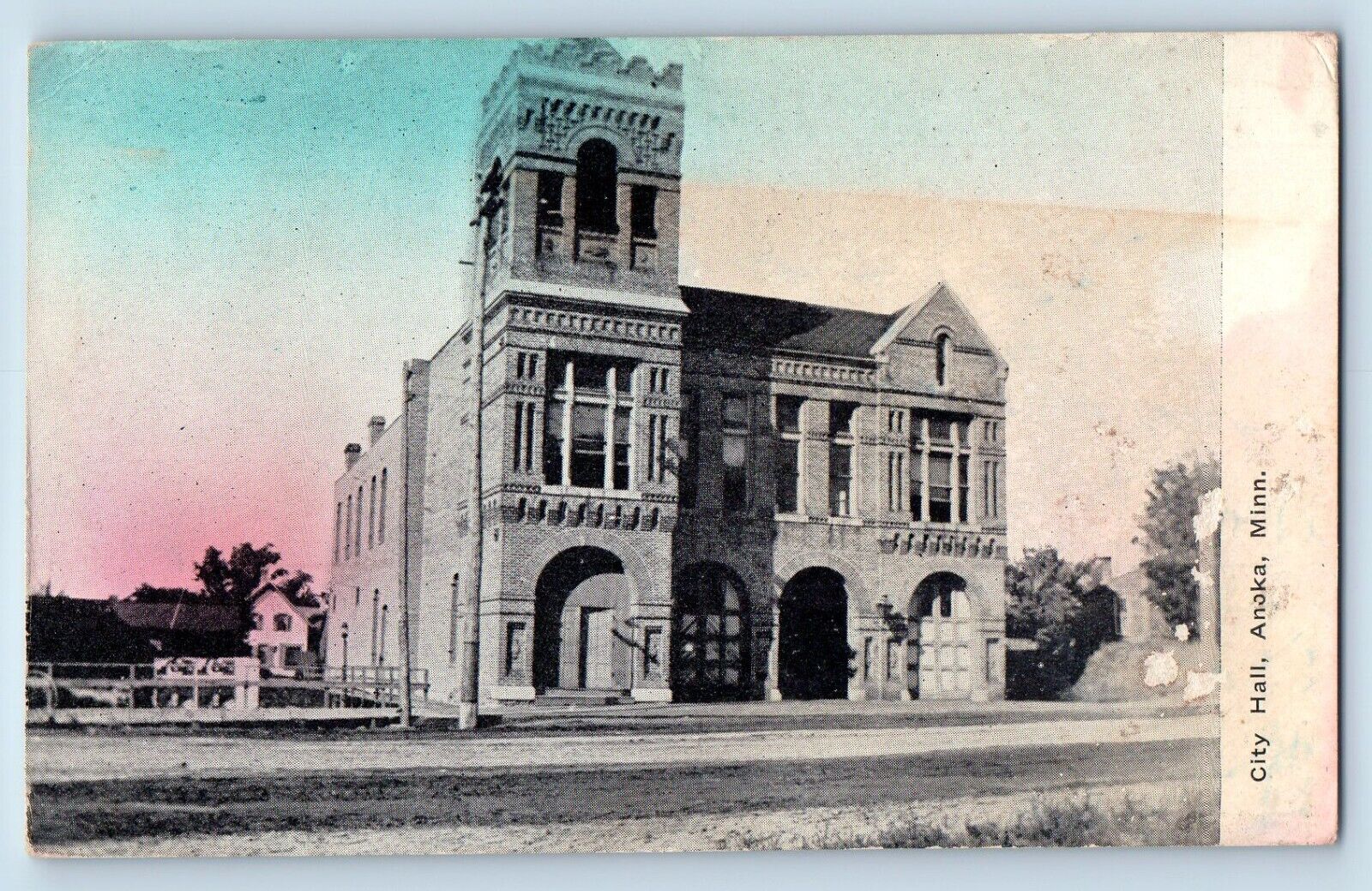 Anoka Minnesota Postcard City Hall Exterior Building View c1910 Vintage Antique