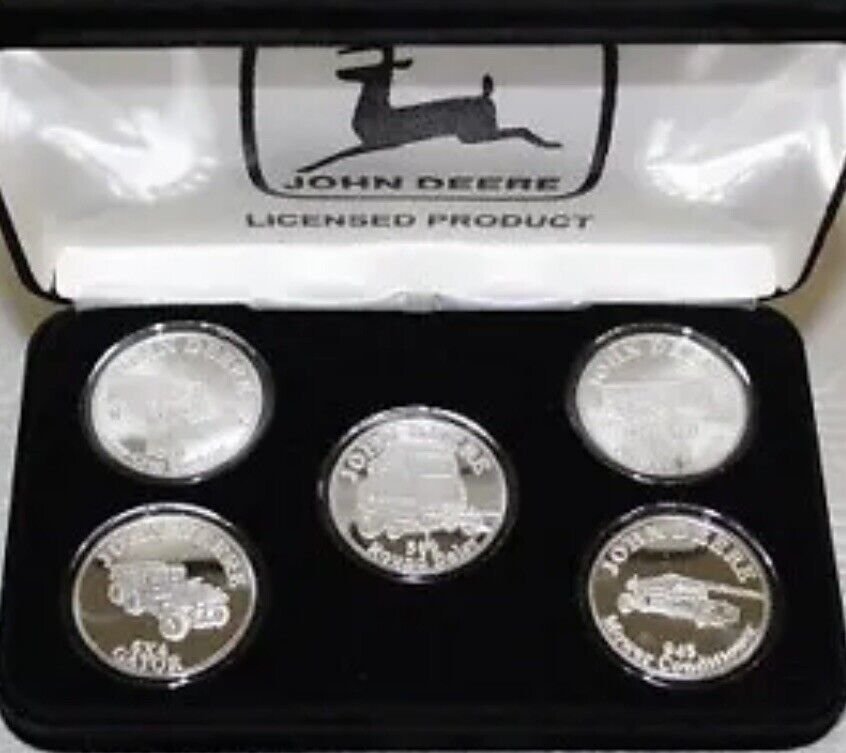 Series 4 John Deere 5 Coin Set MINT Condition .999 Fine Silver