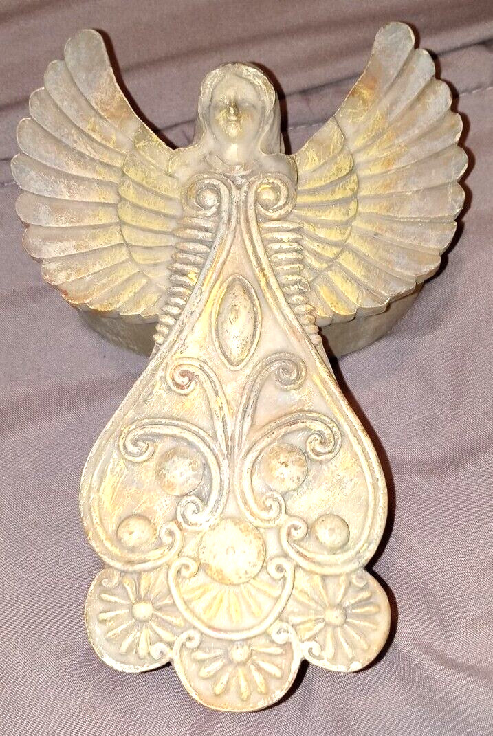 Polystone Winged Angel with Decorated Dress Trinket Box 6\