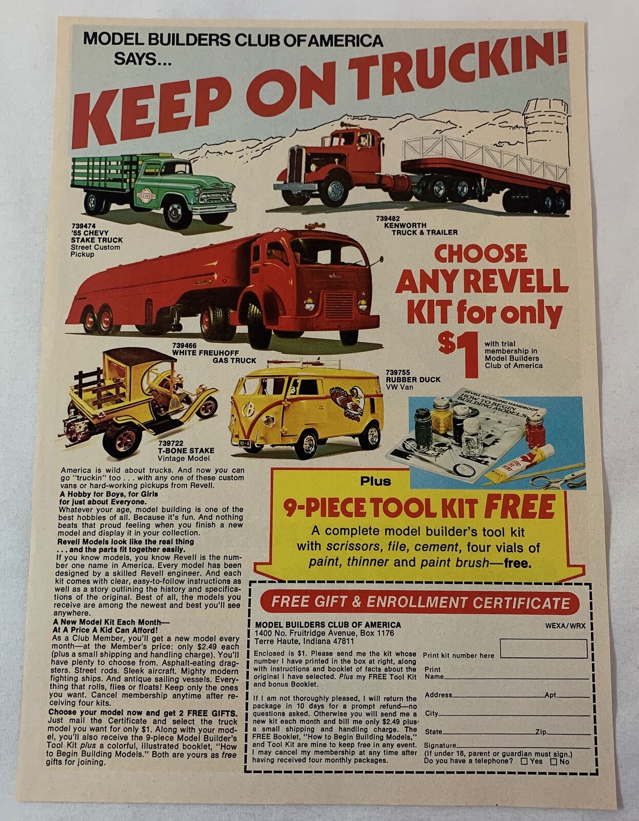 1979 Revell model kits ad ~ KEEP ON TRUCKIN ~ 7x10