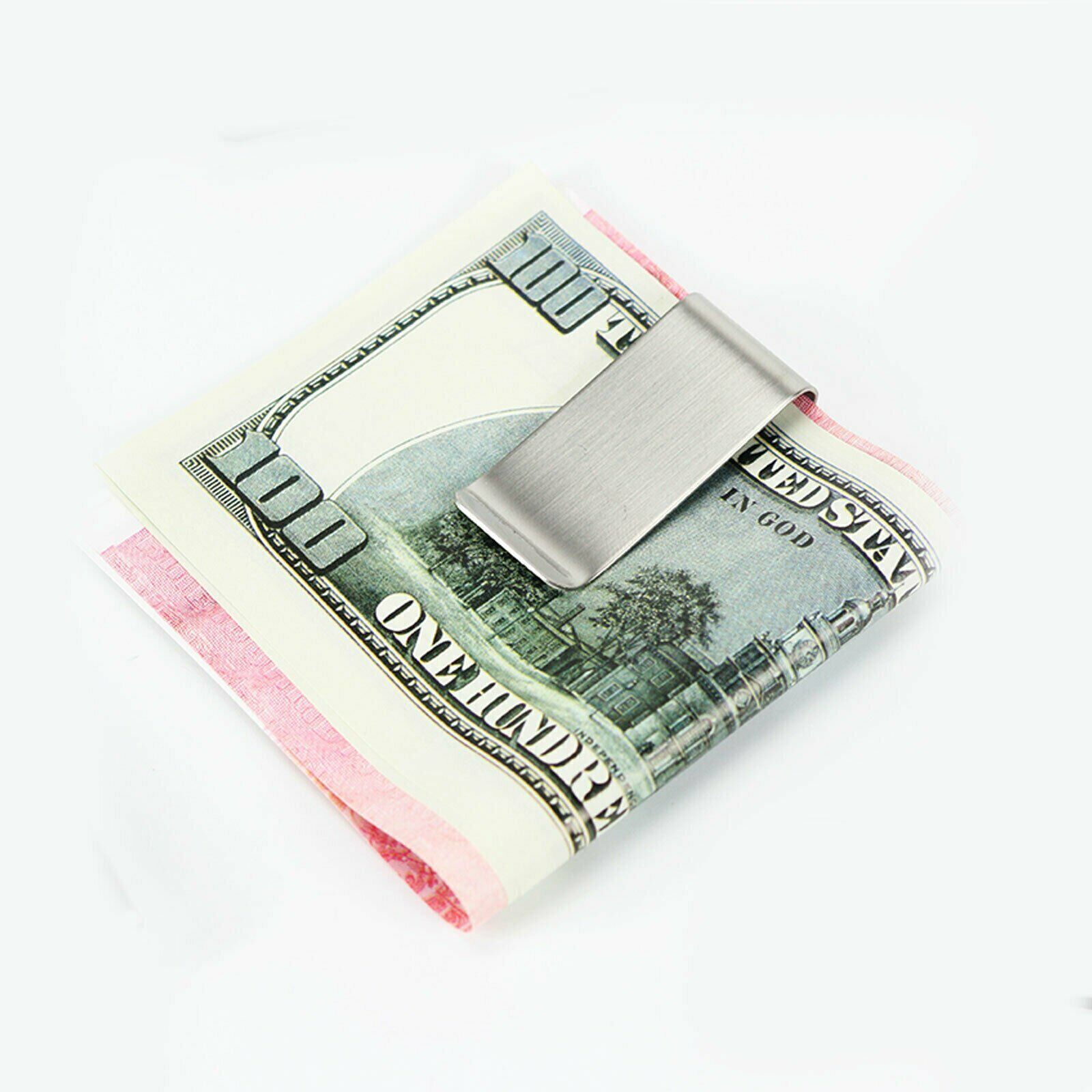 $Slim Clip Double Sided Money Clip Credit Card Holder Wallet New Stainless Steel