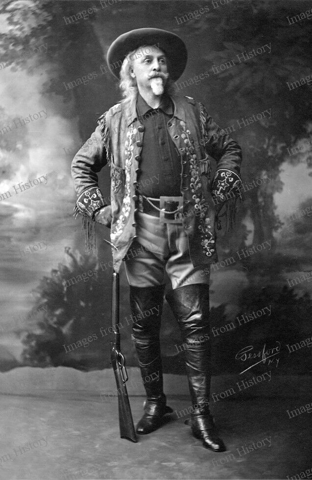 8x10 Print Buffalo Bill Cody Standing Winchester Rifle 1890\'s #CBE