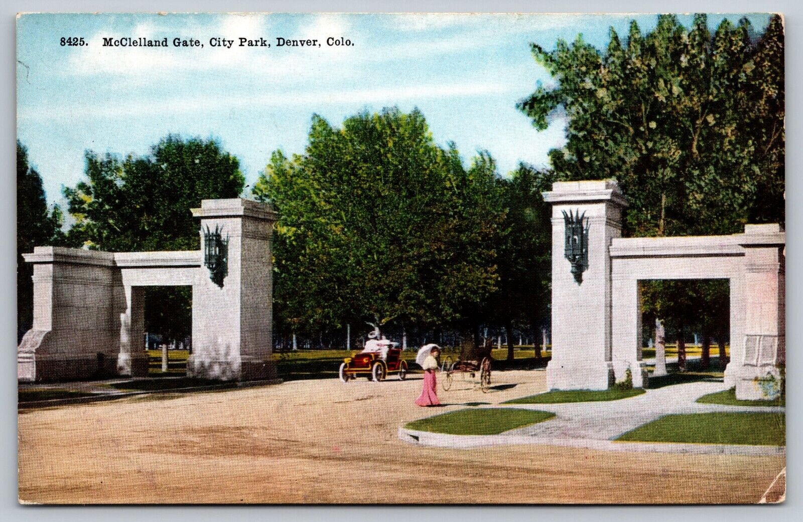 Postcard Antique 1910 McClelland Gate City Park Denver Colorado A4