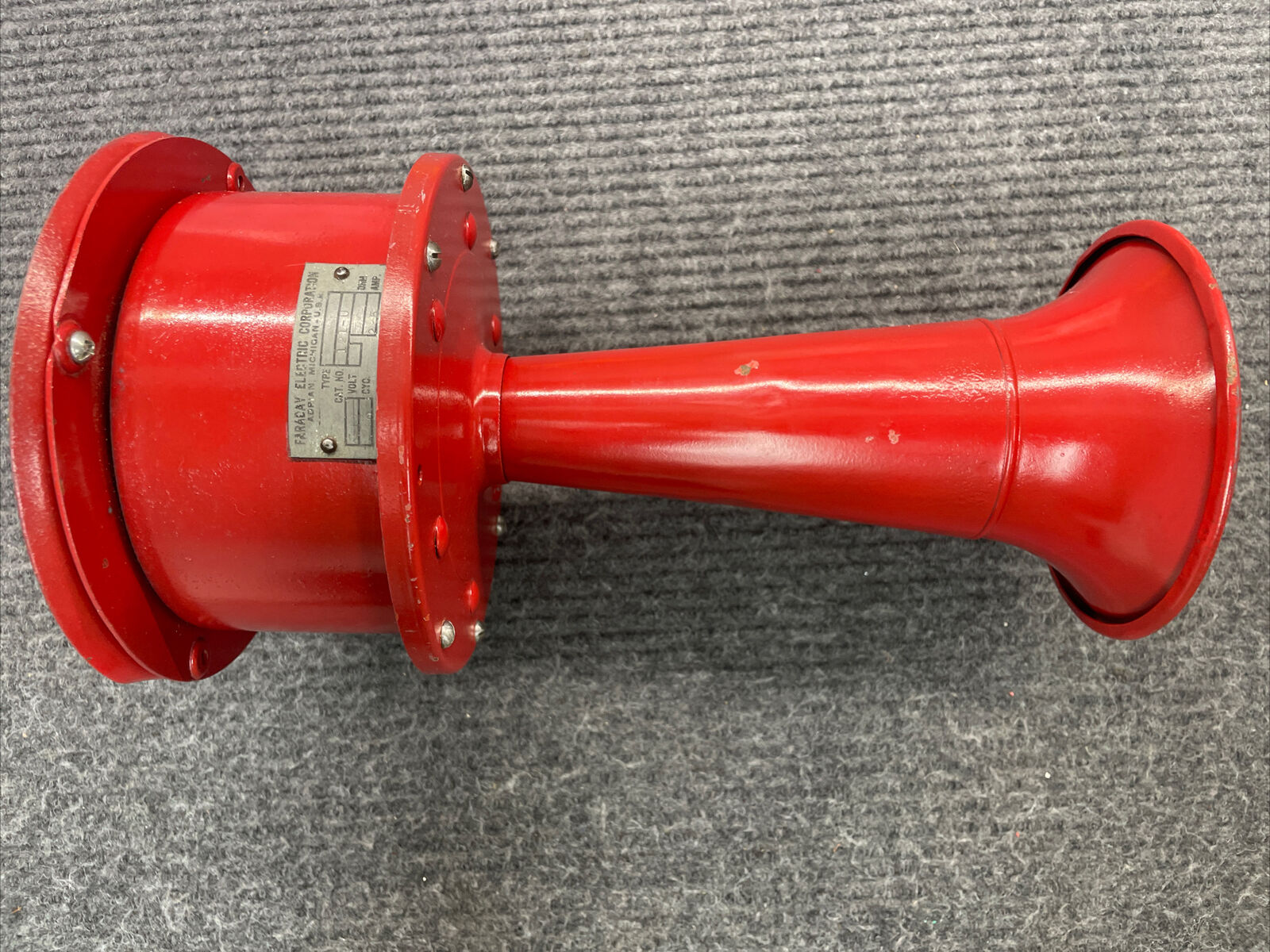 Rare Retro  Vintage Faraday Fire Alarm Horn Buzzer 11V AC RED 121-0