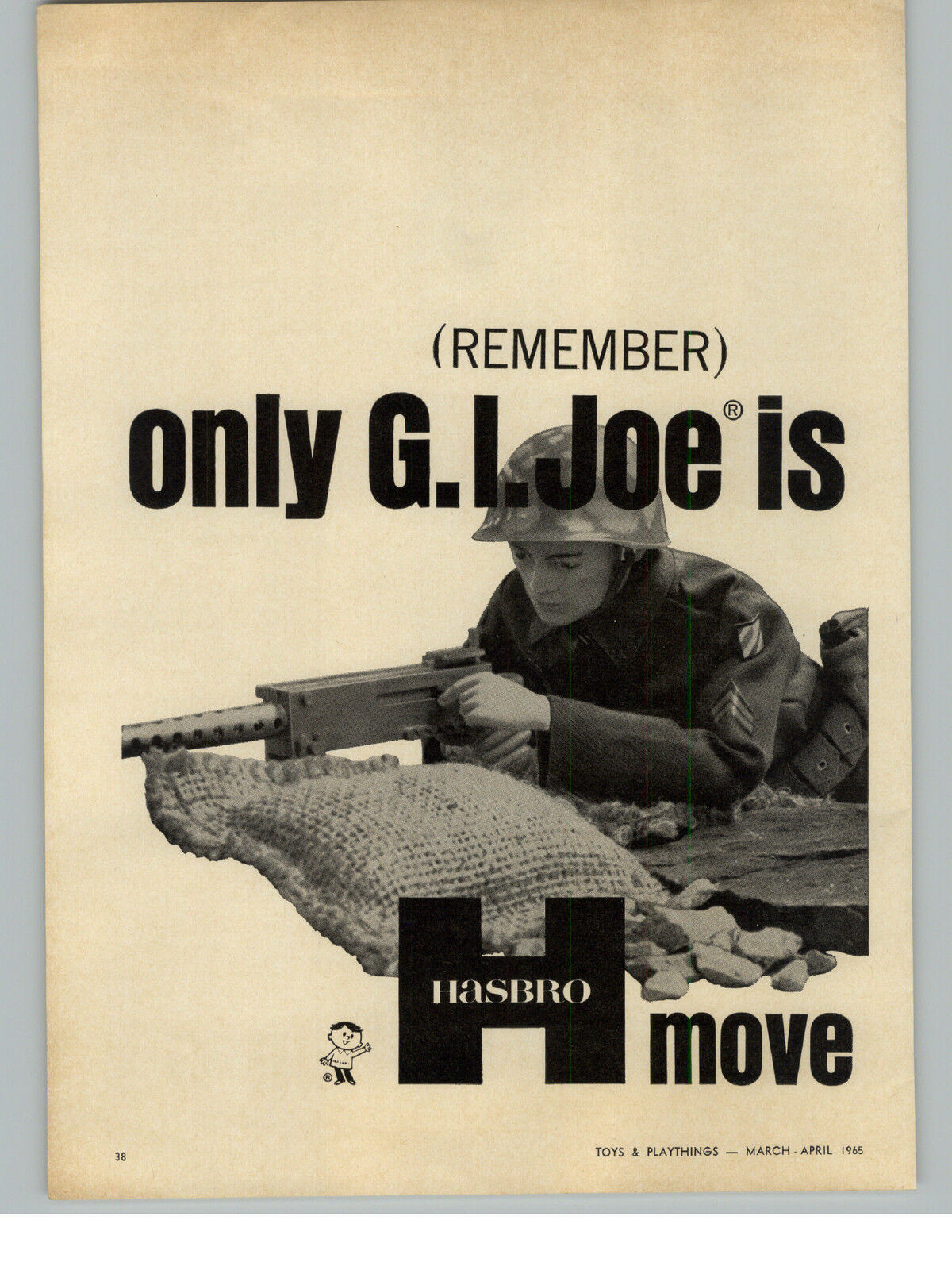 1965 PAPER AD 2 PG Hasbro GI Joe Action Figure Machine Gun
