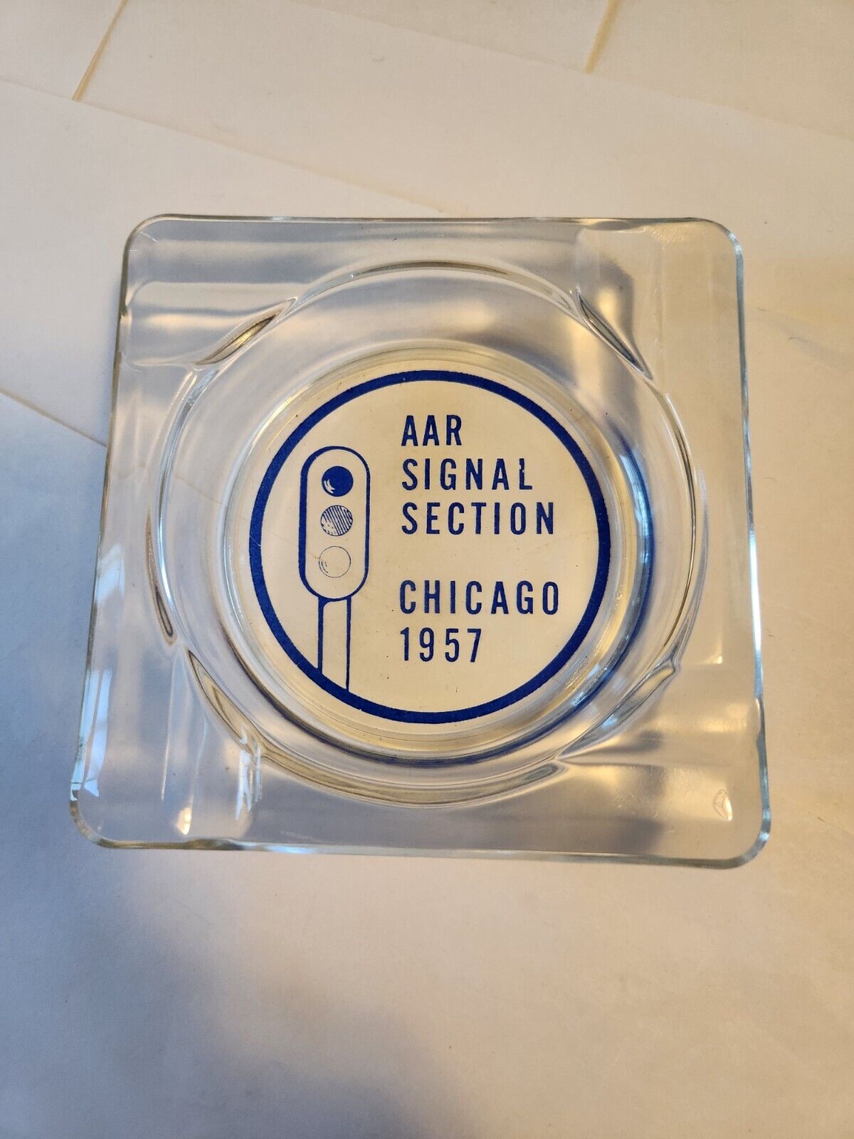 Vintage 1957 Chicago Glass Ashtray AAR Signal Section Railroad 4